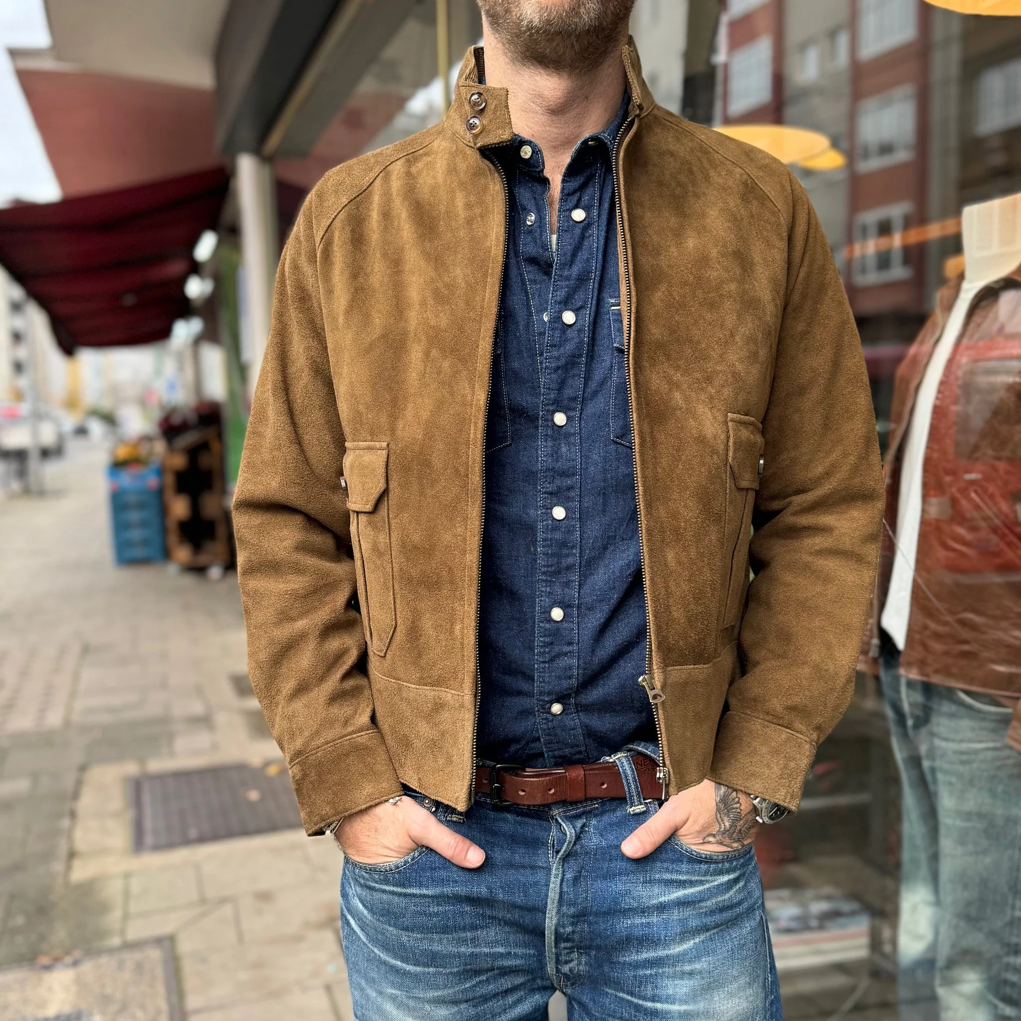 soundman | lukes suede jacket - tan - Image 2