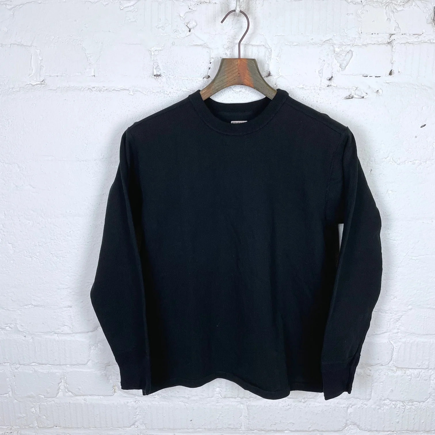 stevenson overall co. | cotton crewneck thermal - ct black