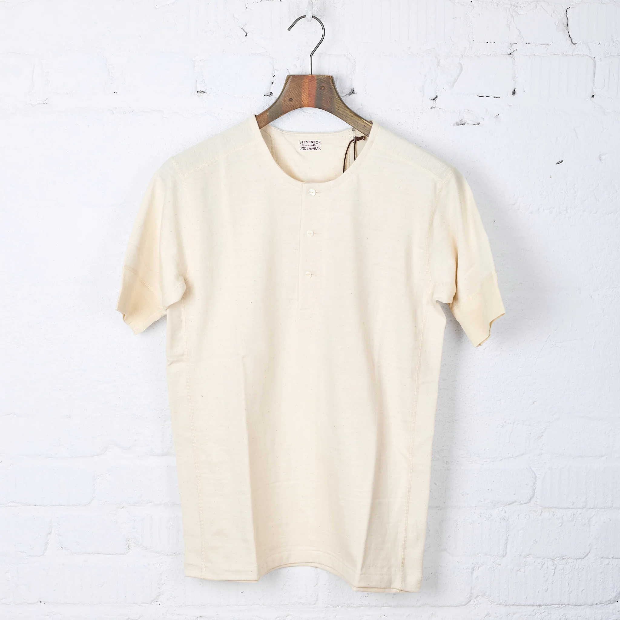 stevenson overall co. | loopwheel short sleeve henley oatmeal
