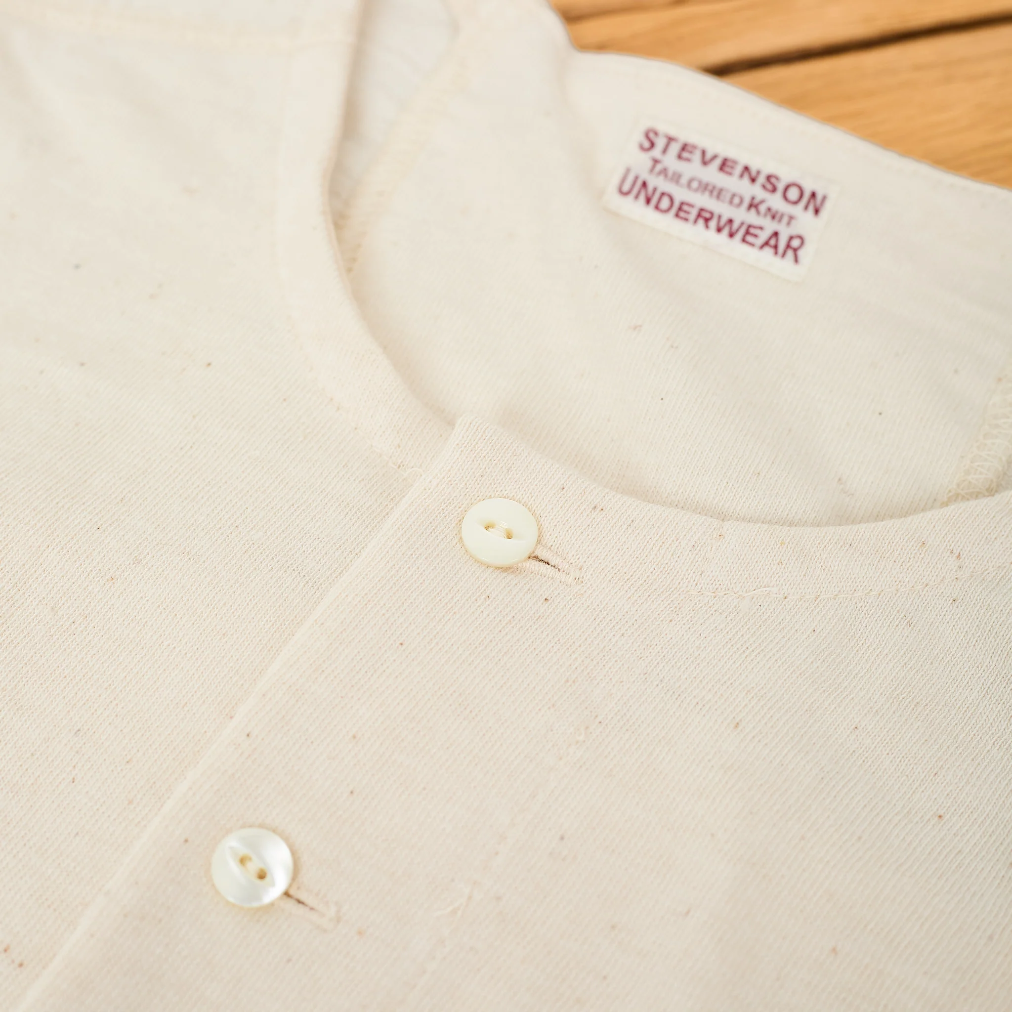 stevenson overall co. | loopwheel short sleeve henley oatmeal - Image 3