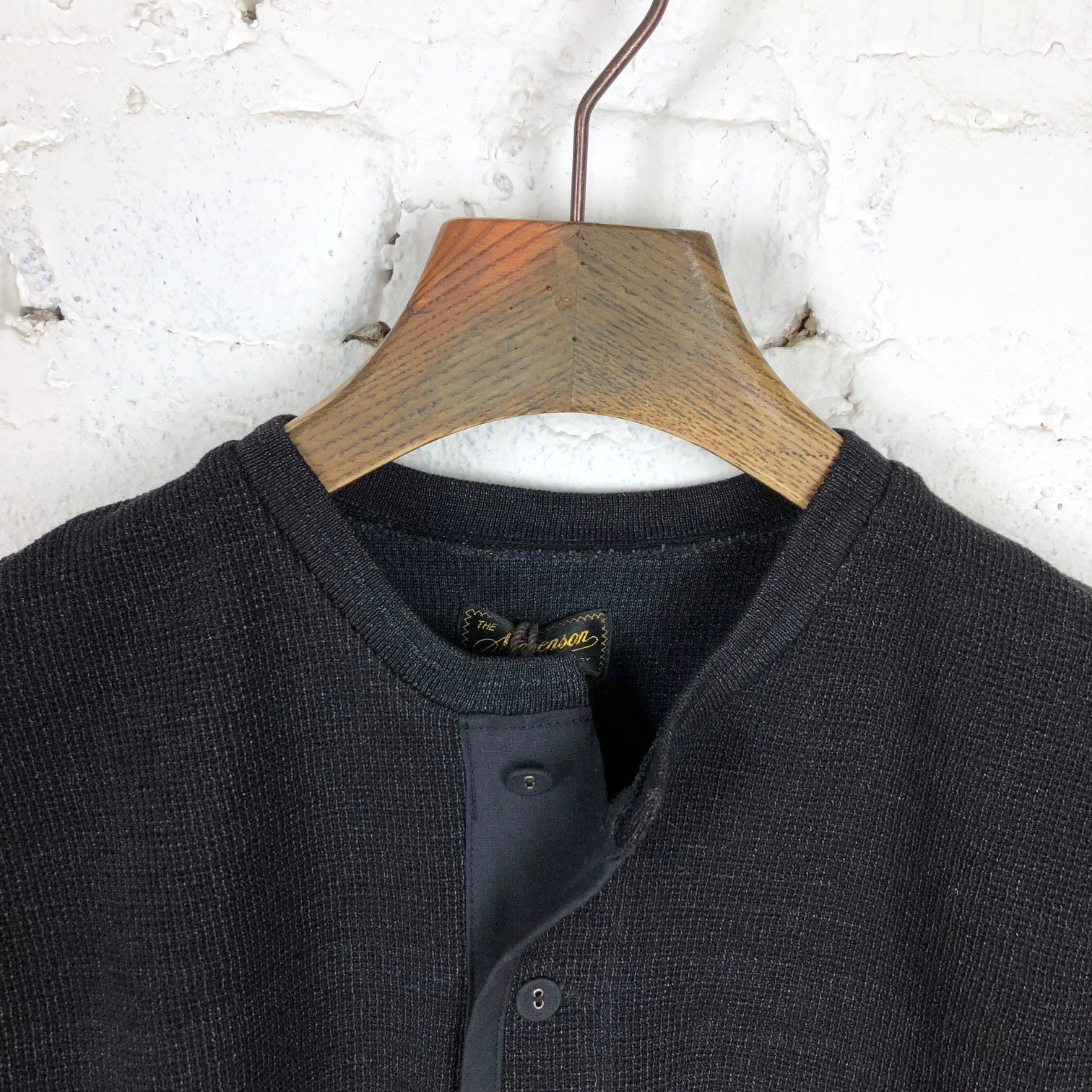 stevenson overall co. | waffle knit henley short black - Image 3