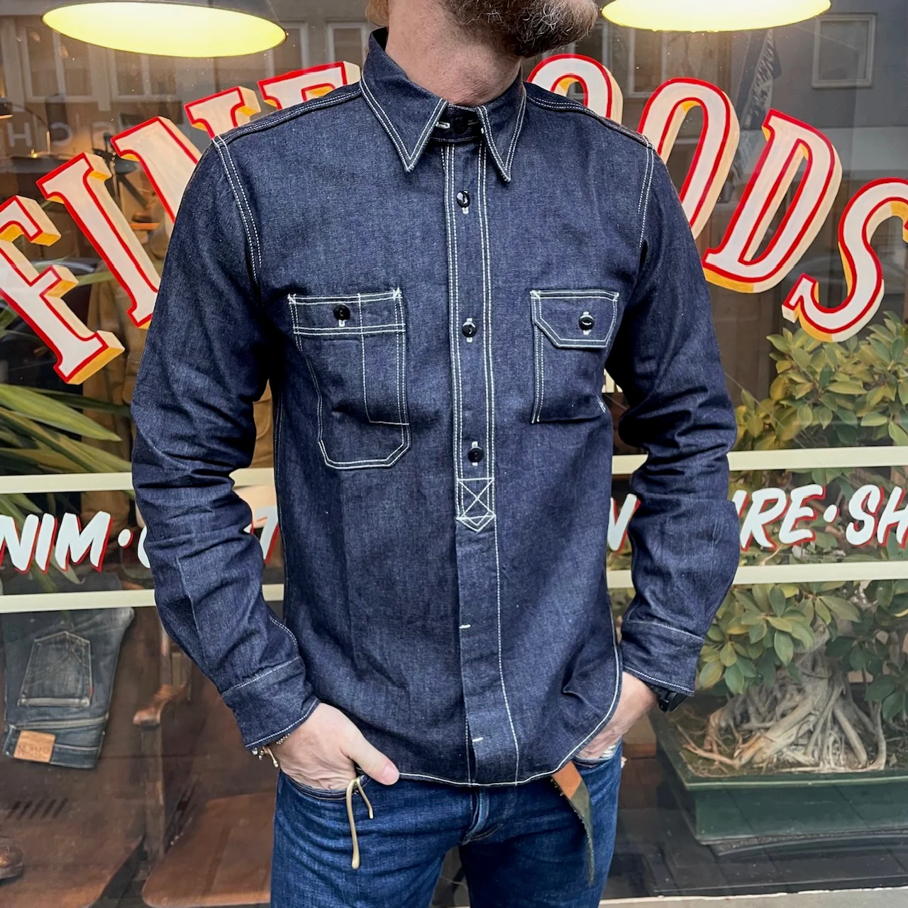 studio d'artisan | 5333b 11oz selvedge denim work shirt - Image 3