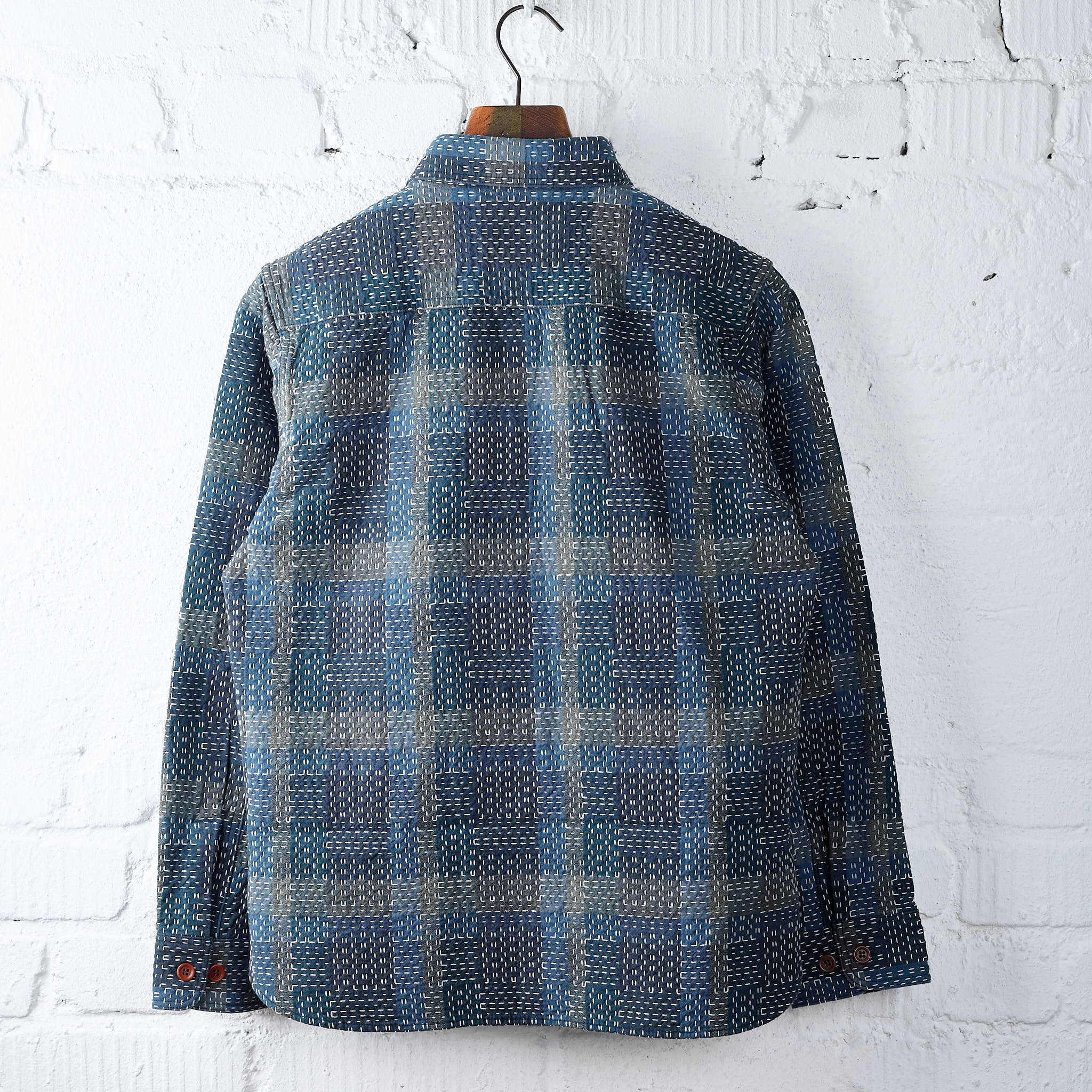 studio d'artisan | 5651 noragi sashiko work shirt (blue) - Image 4