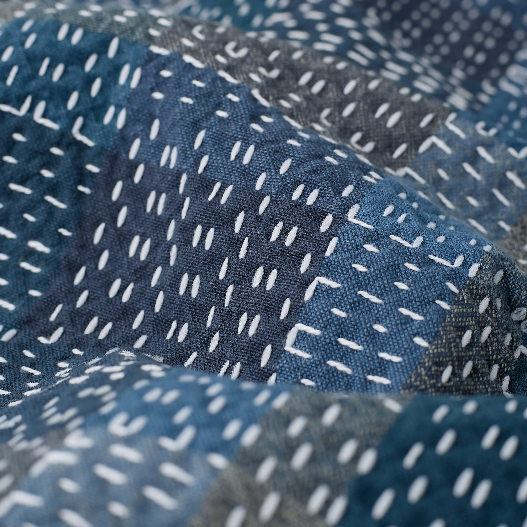 studio d'artisan | 5651 noragi sashiko work shirt (blue) - Image 7