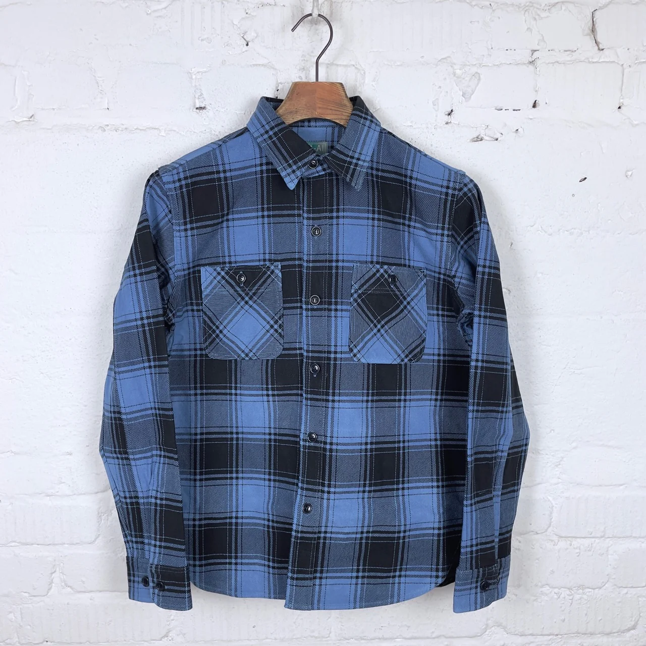 studio d'artisan | 5700 "awa-ai" natural indigo heavyweight check flannel shirt