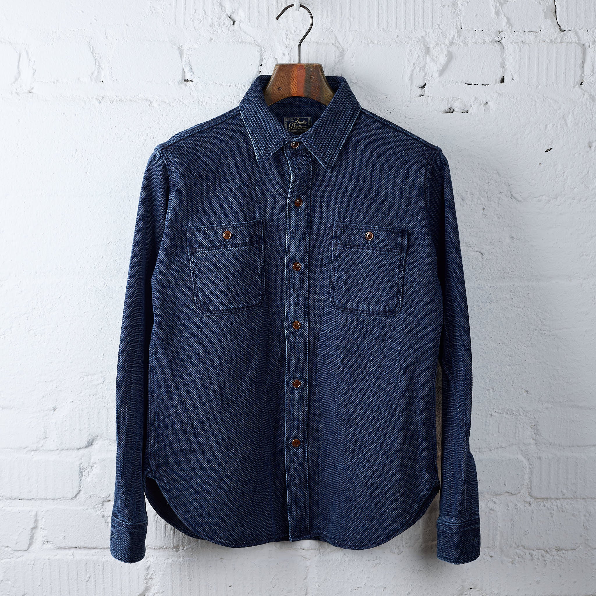studio d'artisan | 5713u heavyweight sashiko workshirt - washed indigo