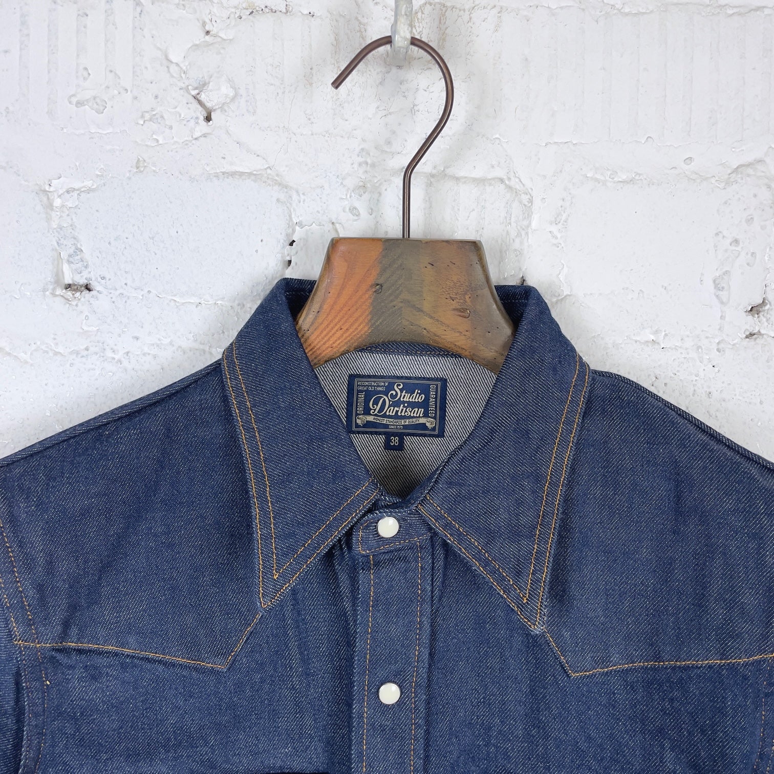 studio d'artisan | d5701 natural indigo denim western shirt - Image 3
