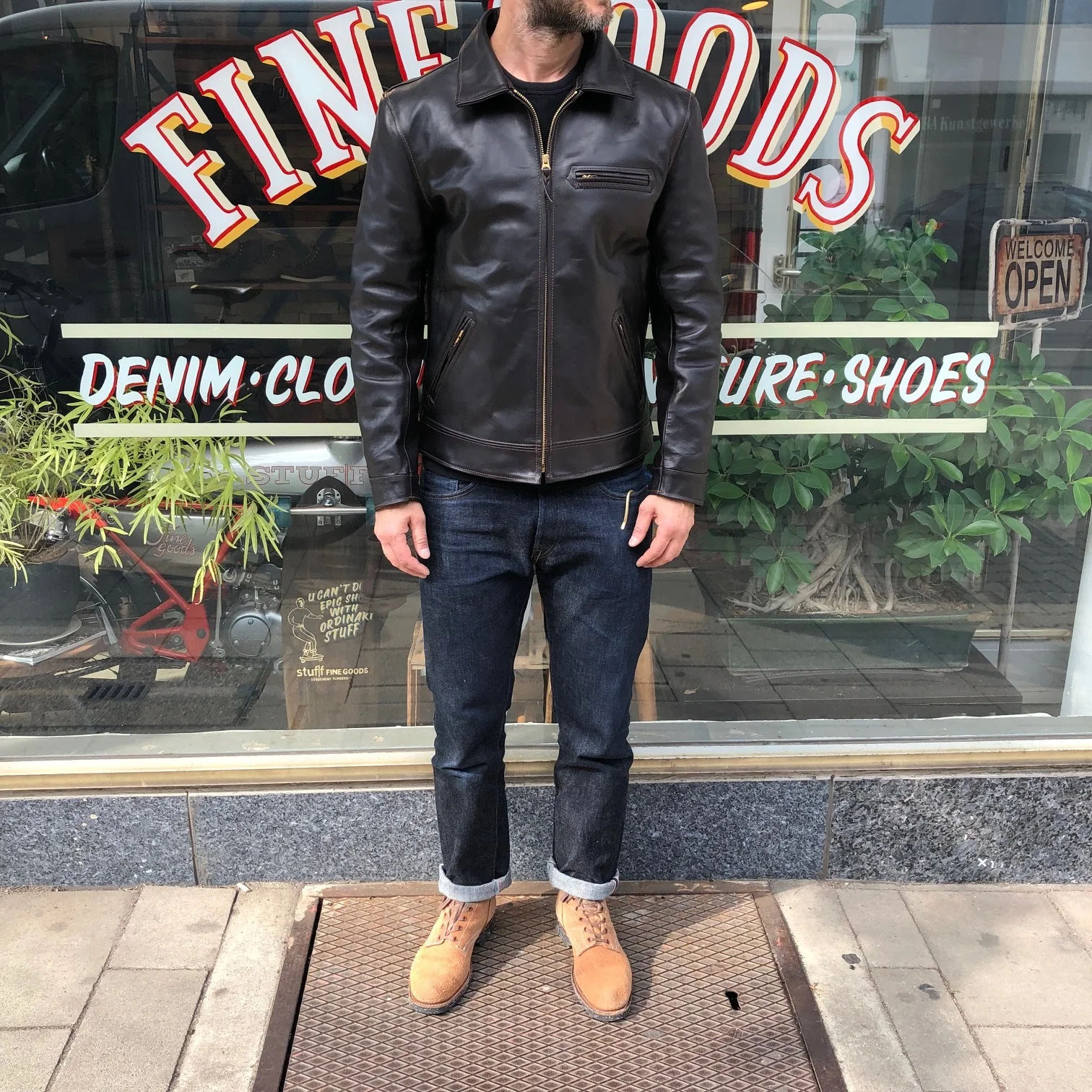 the flat head | fn-lj-hs001 horsehide single rider's jacket - black - Image 2