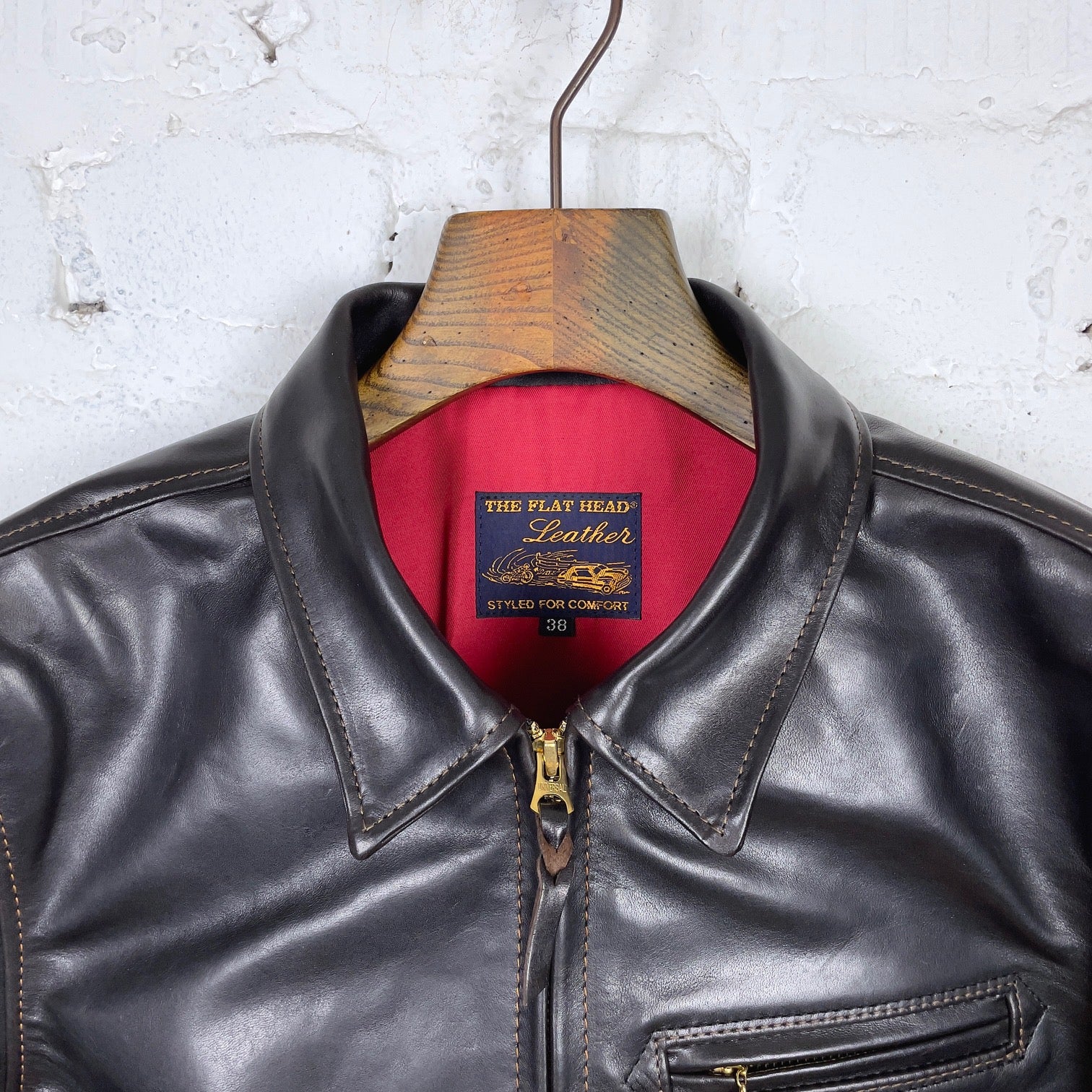 the flat head | fn-lj-hs001 horsehide single rider's jacket - black - Image 5