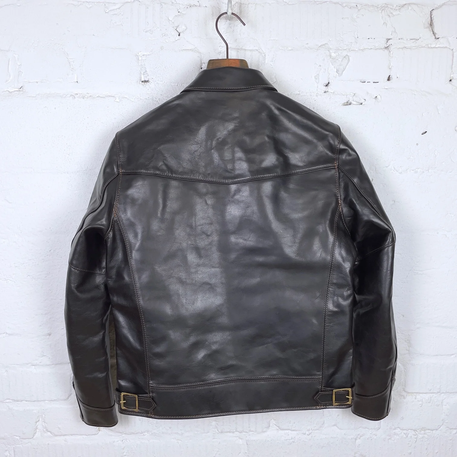 the flat head | fn-lj-hs001 horsehide single rider's jacket - black - Image 6
