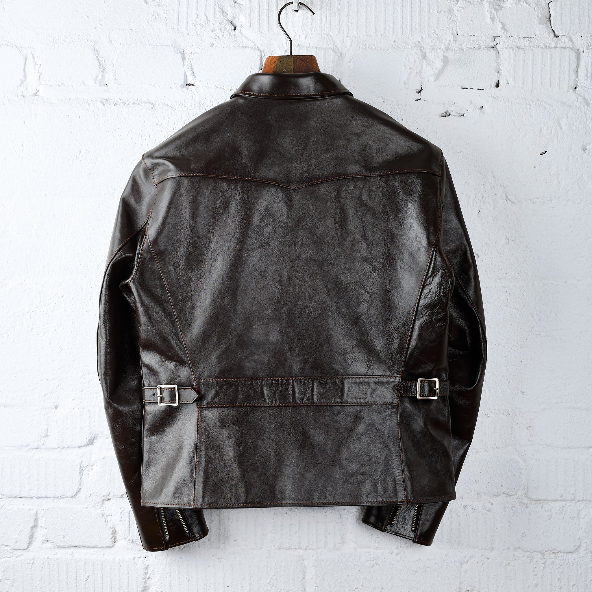 the flat head | fn-lj-hs005 horsehide single rider's jacket - brown - Image 4