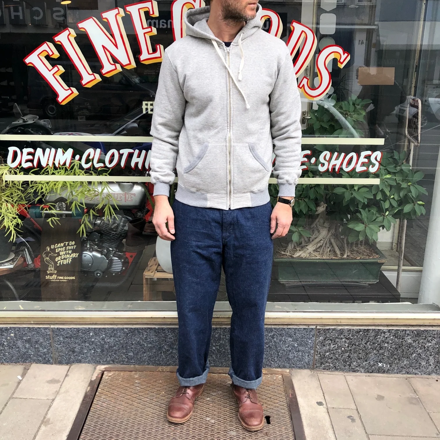 the flat head | fn-mszp-001 sweat parka full zip grey - Image 3