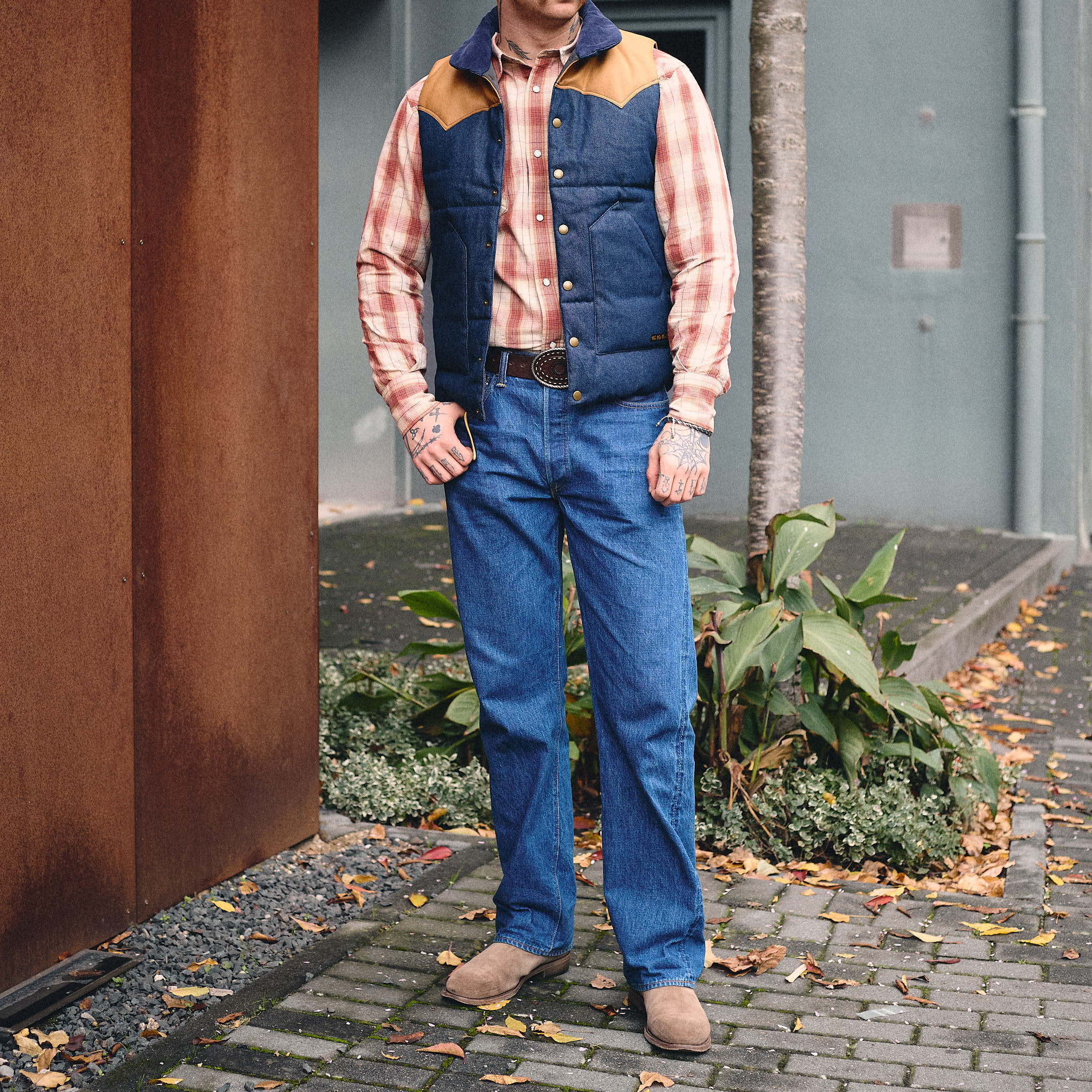 the flat head | fn-oj-dpv001 12.5oz denim puff vest - Image 2