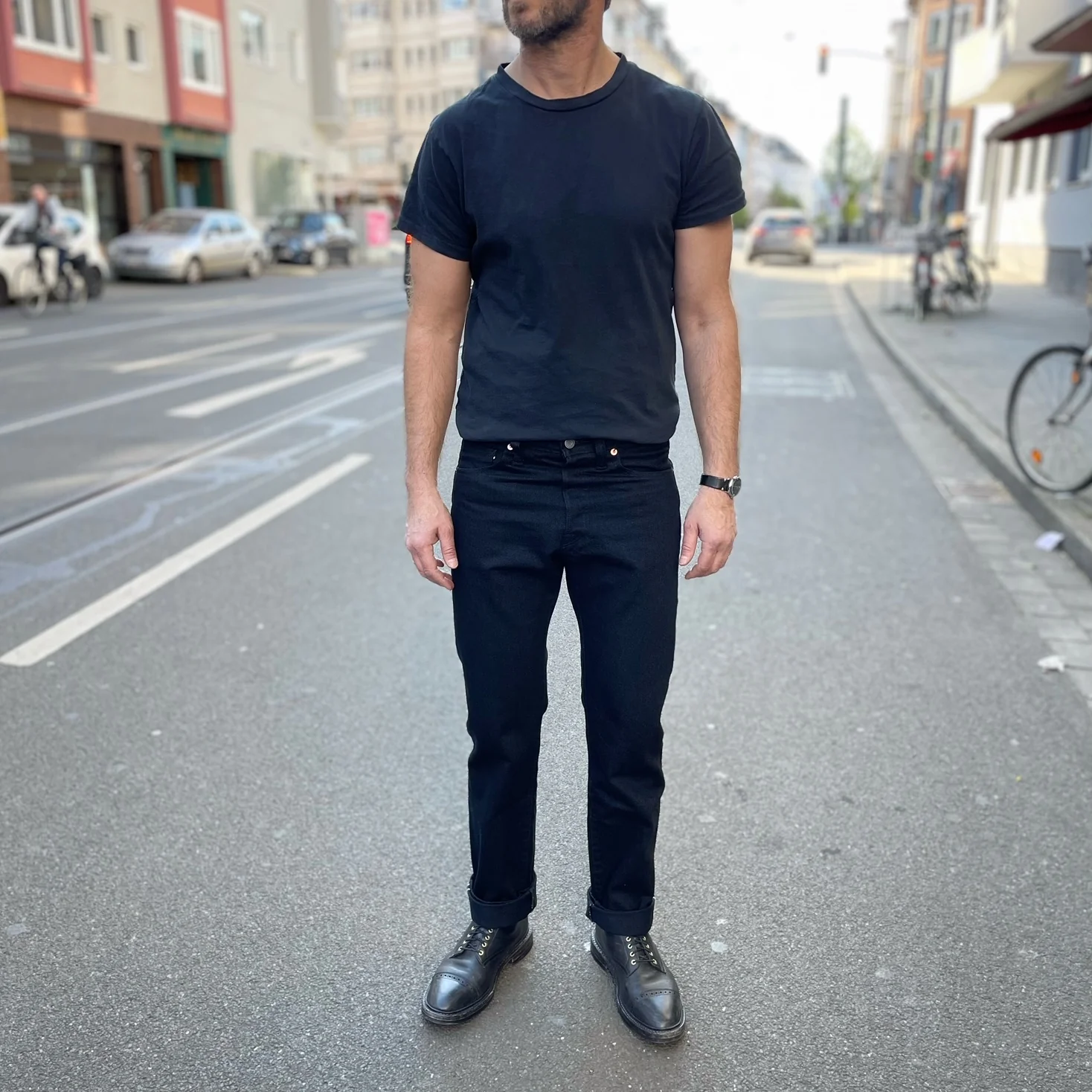 the flat head | fn-pa-db002 black tapered straight pants - Image 3