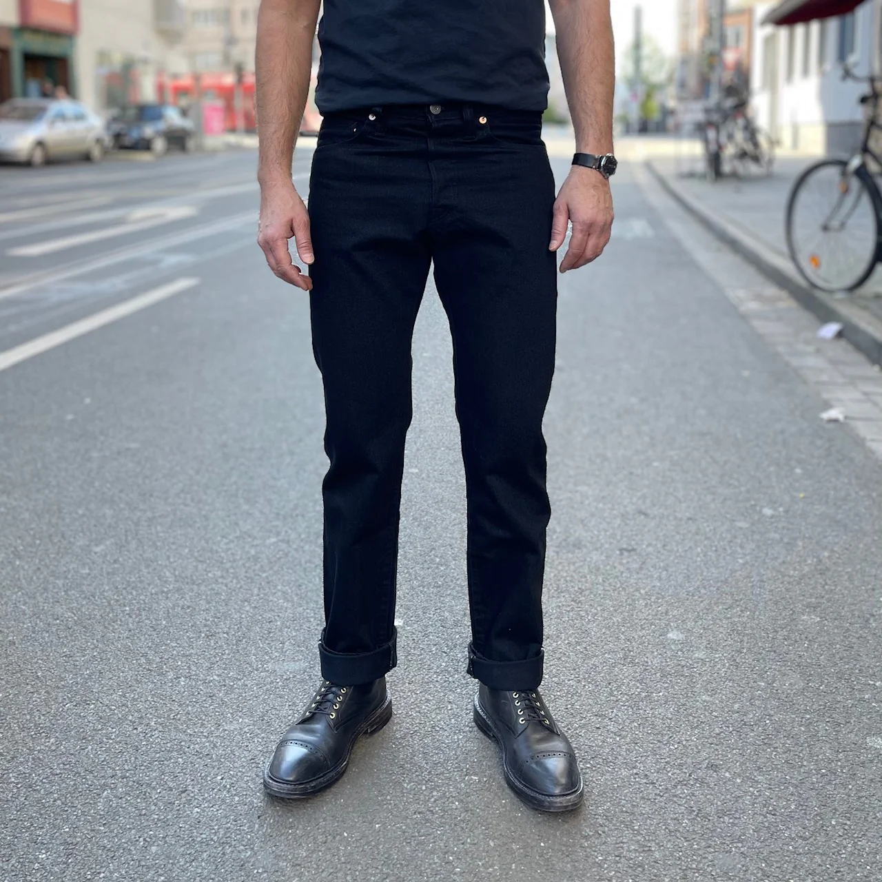 the flat head | fn-pa-db002 black tapered straight pants - Image 4