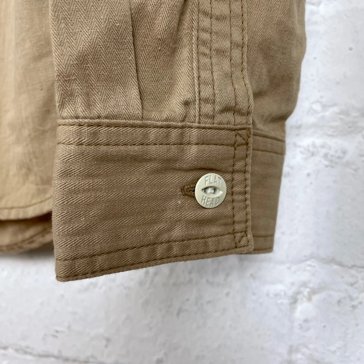 the flat head | fn-sck-004l herringbone work shirt beige - Image 5