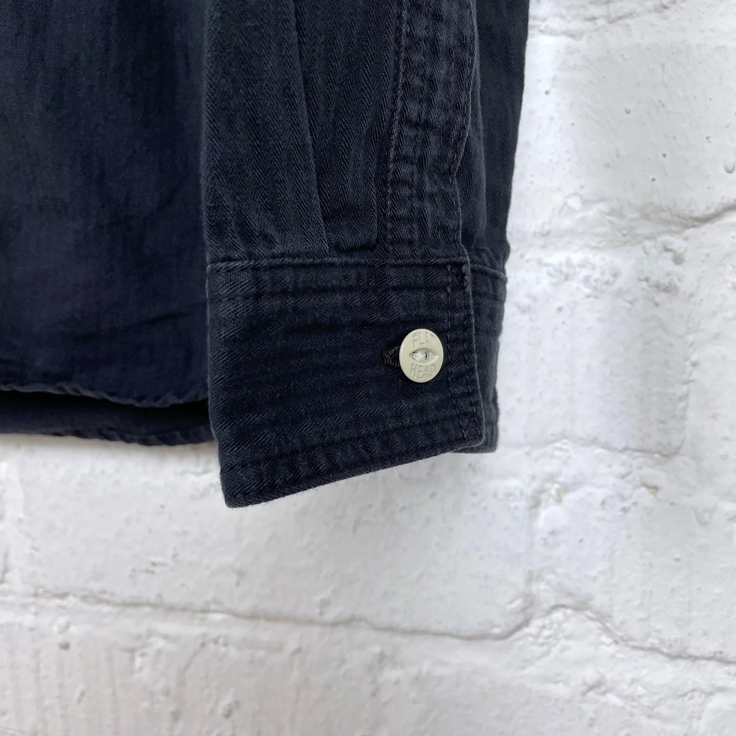 the flat head | fn-sck-004l herringbone work shirt black - Image 5