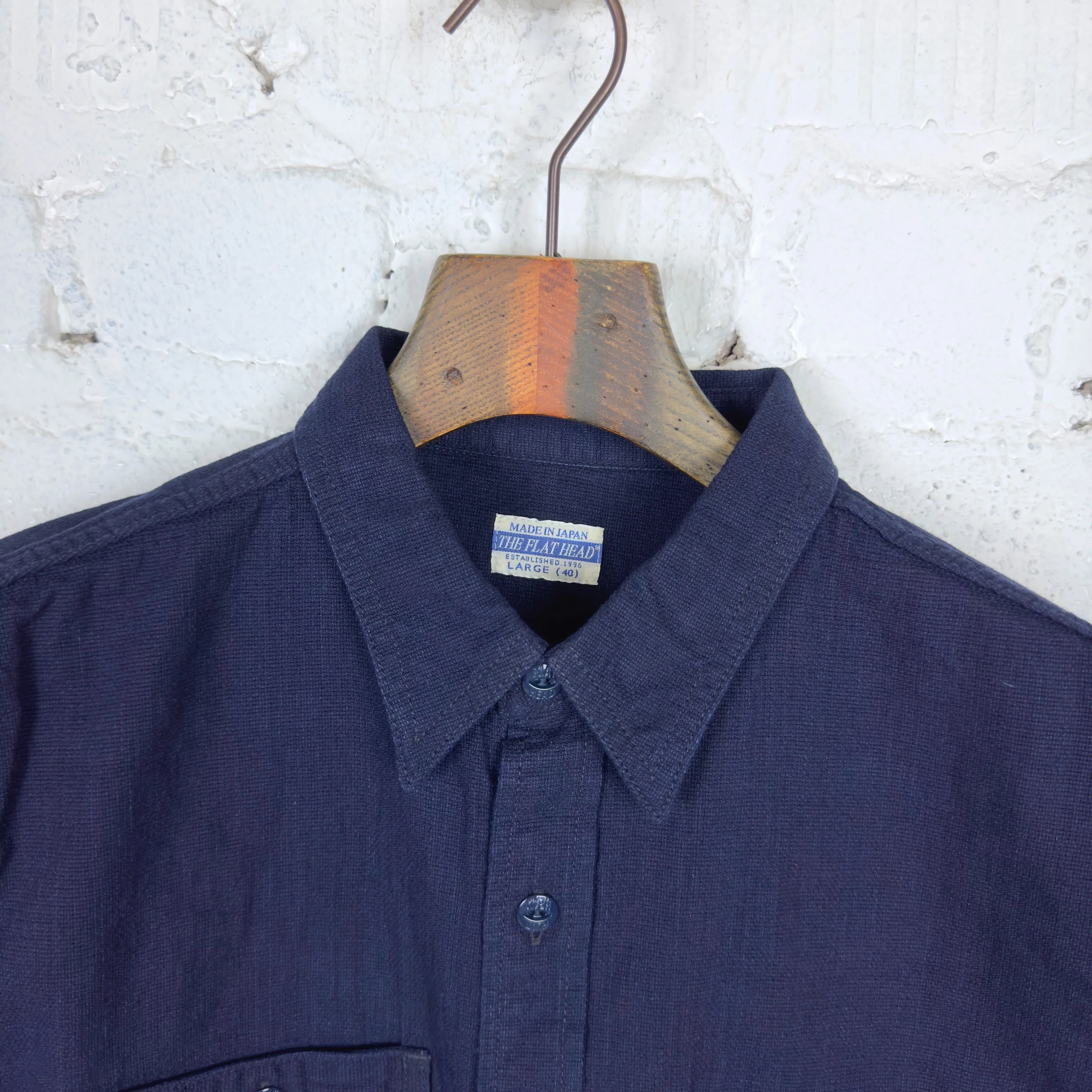 the flat head | fn-sck-009l indigo dobby work shirt - Image 4