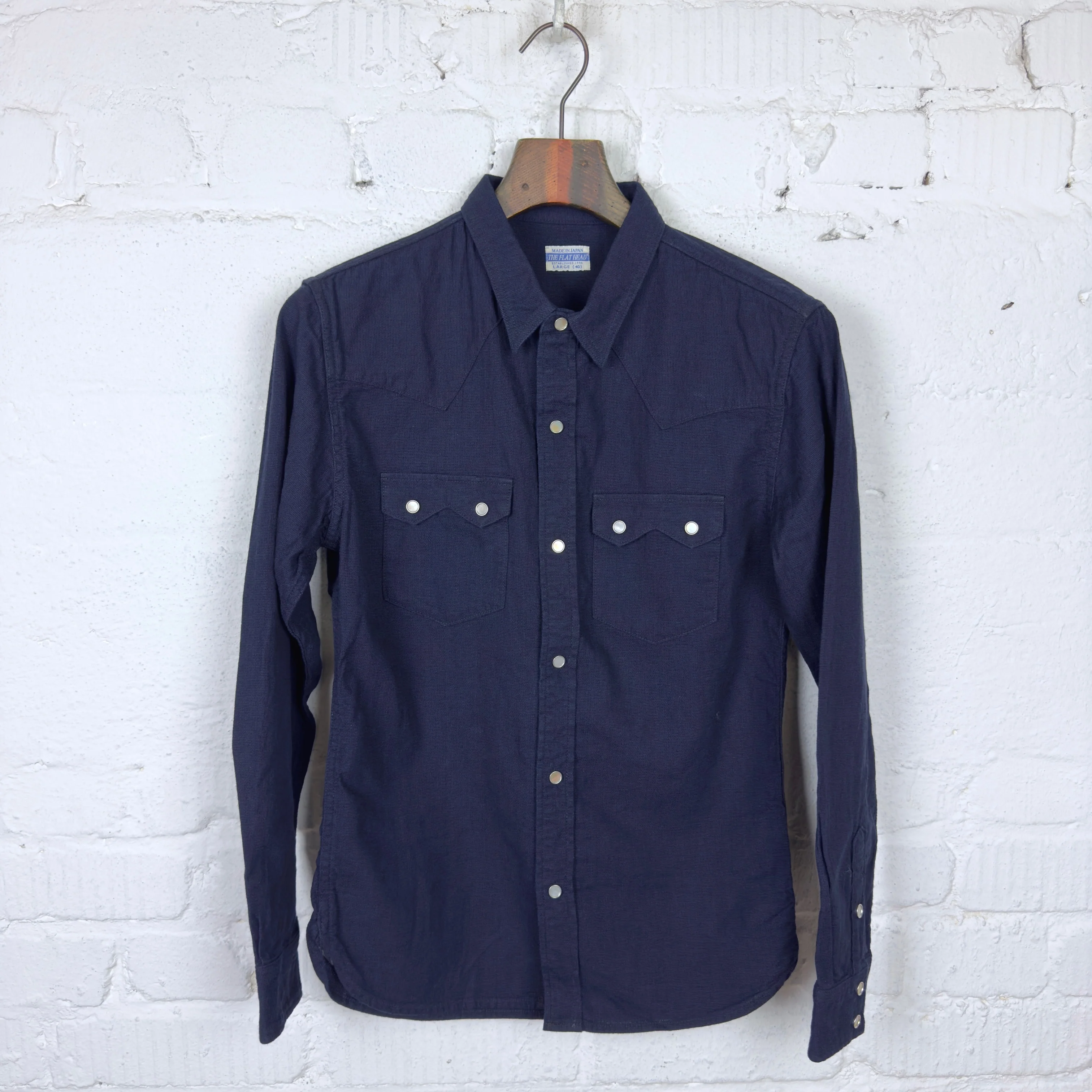 the flat head | fn-scw-002l indigo dobby western shirt
