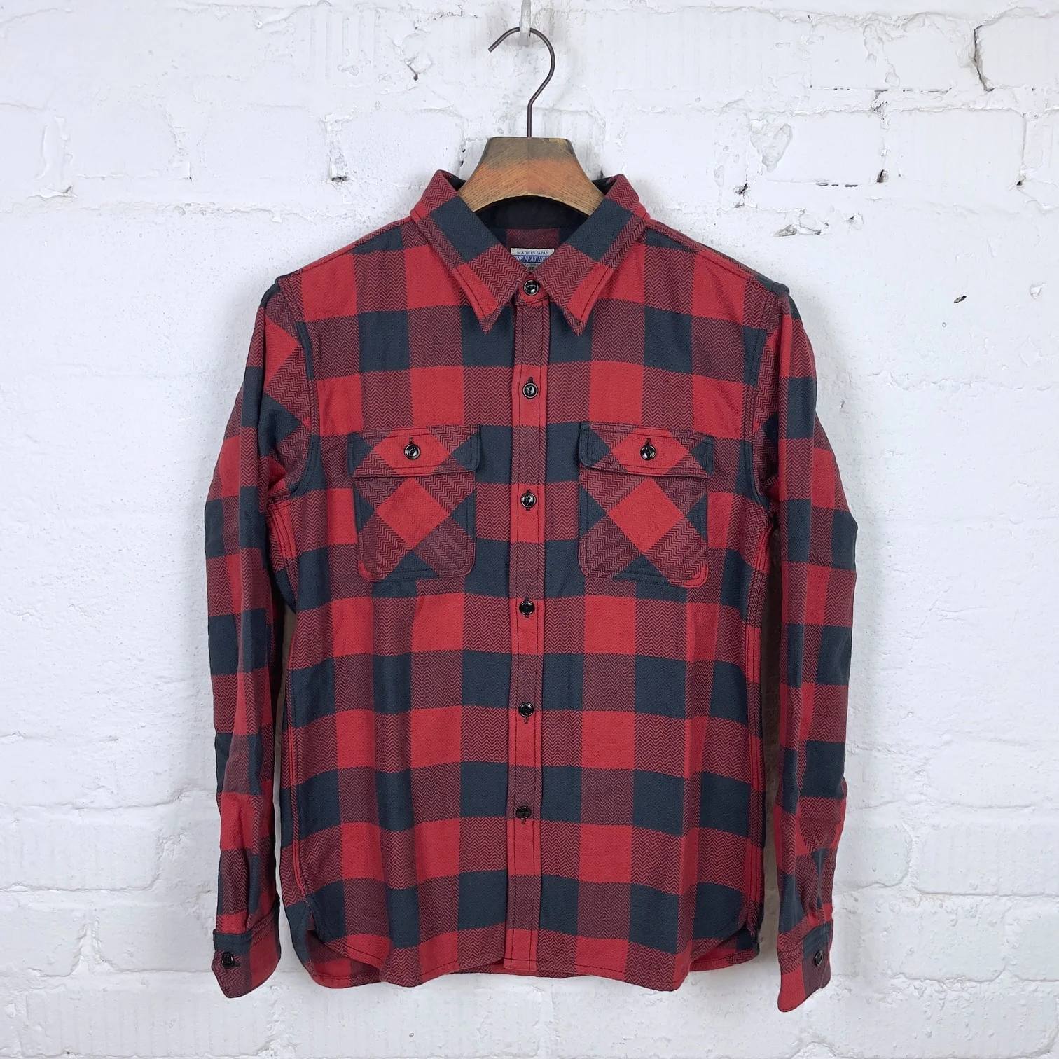 the flat head | fn-snr-101l block check flannel work shirt red-l.black