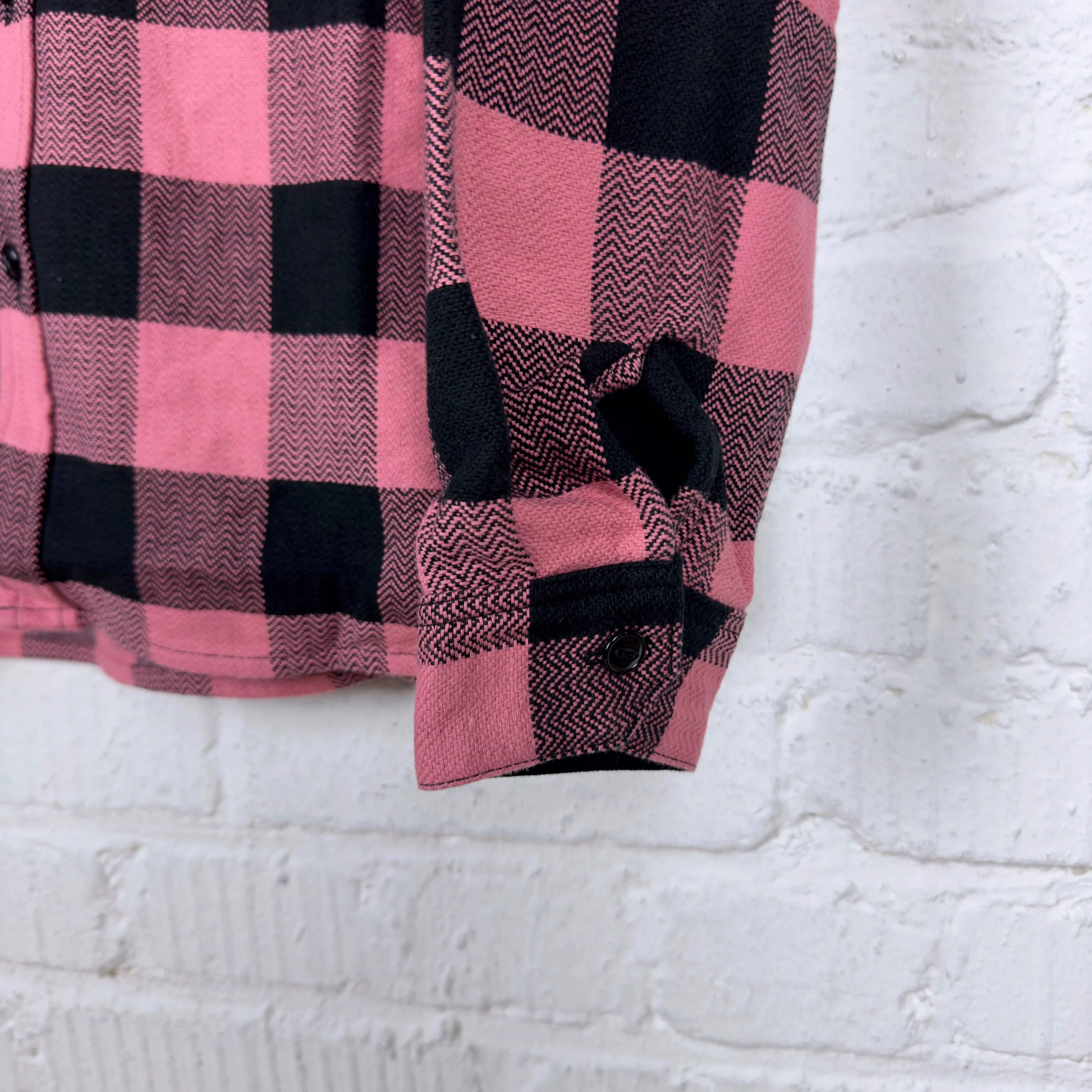 the flat head | fn-snr-101l block check nel shirt pink-black - Image 3