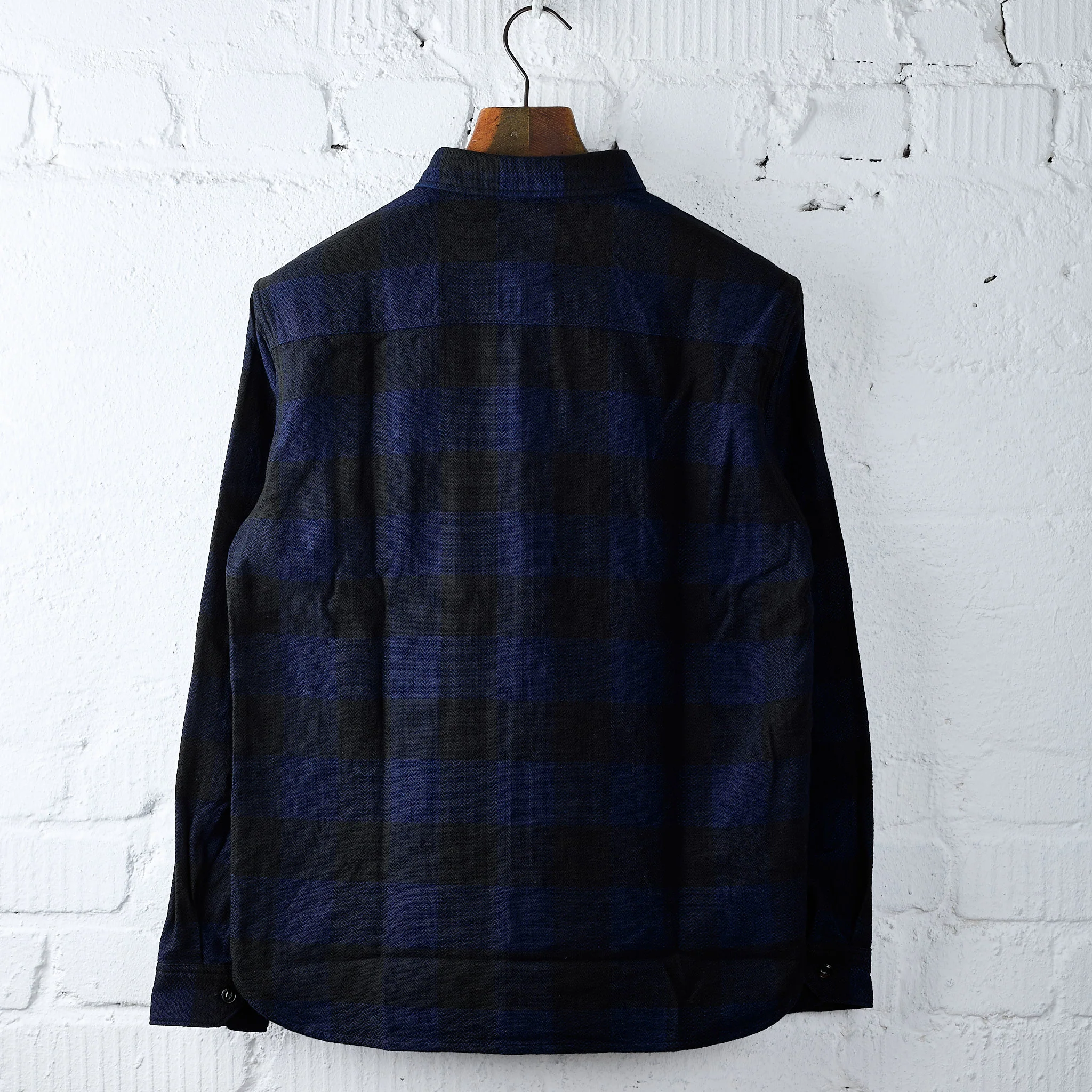 the flat head | fn-snr-101lsp indigo block check flannel work shirt - Image 6