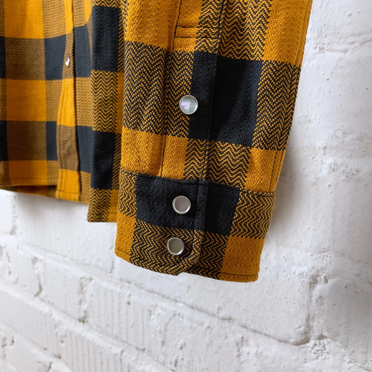 the flat head | fn-snw-101l block check flannel western shirt orange-charcoal - Image 5