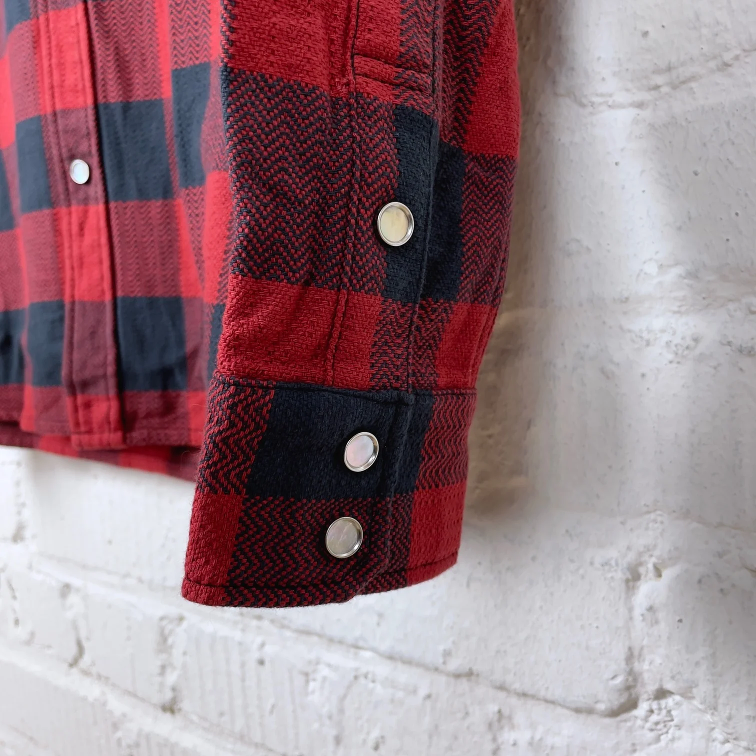 the flat head | fn-snw-101l block check flannel western shirt red-charcoal - Image 5