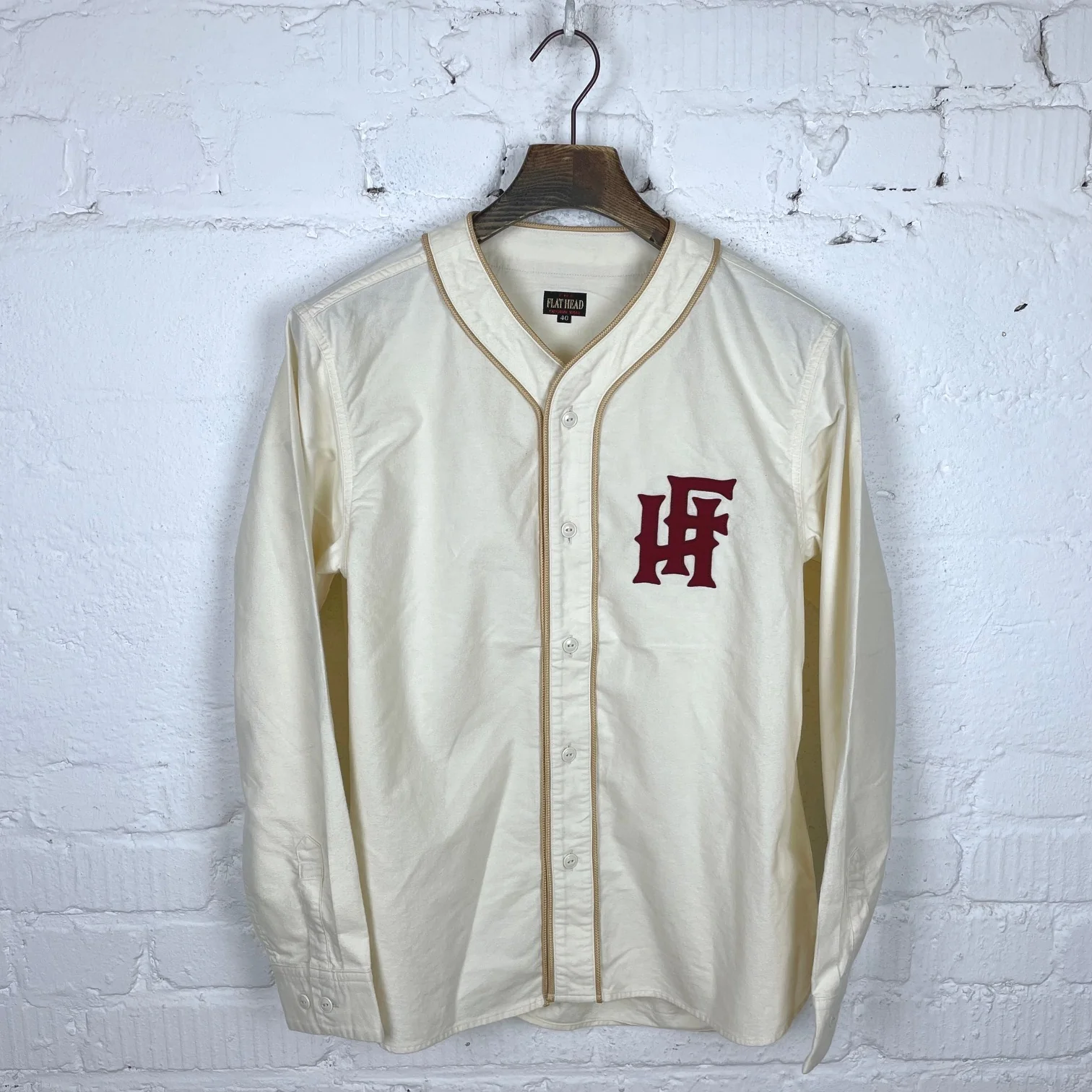 the flat head | l-s baseball shirt beige