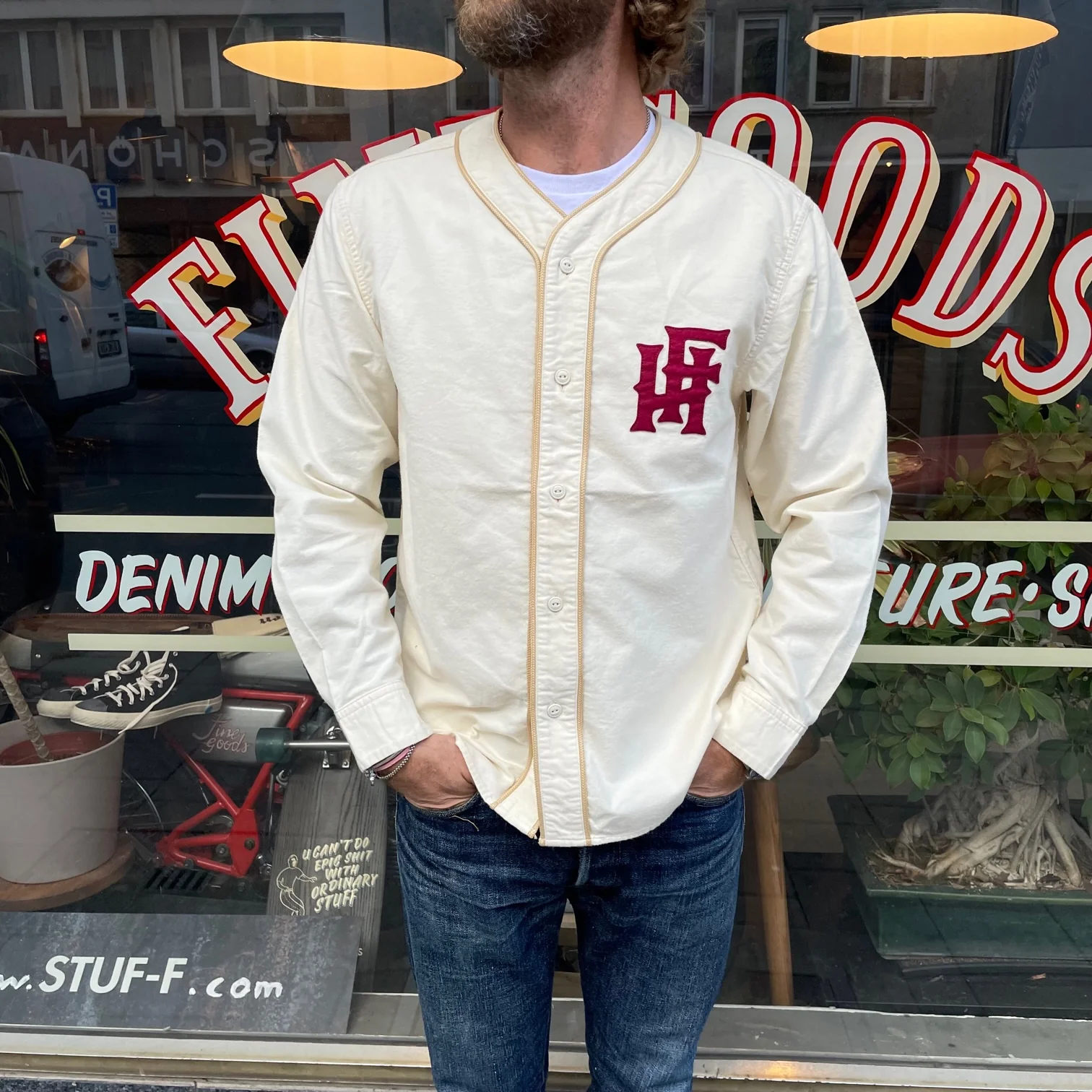 the flat head | l-s baseball shirt beige - Image 3