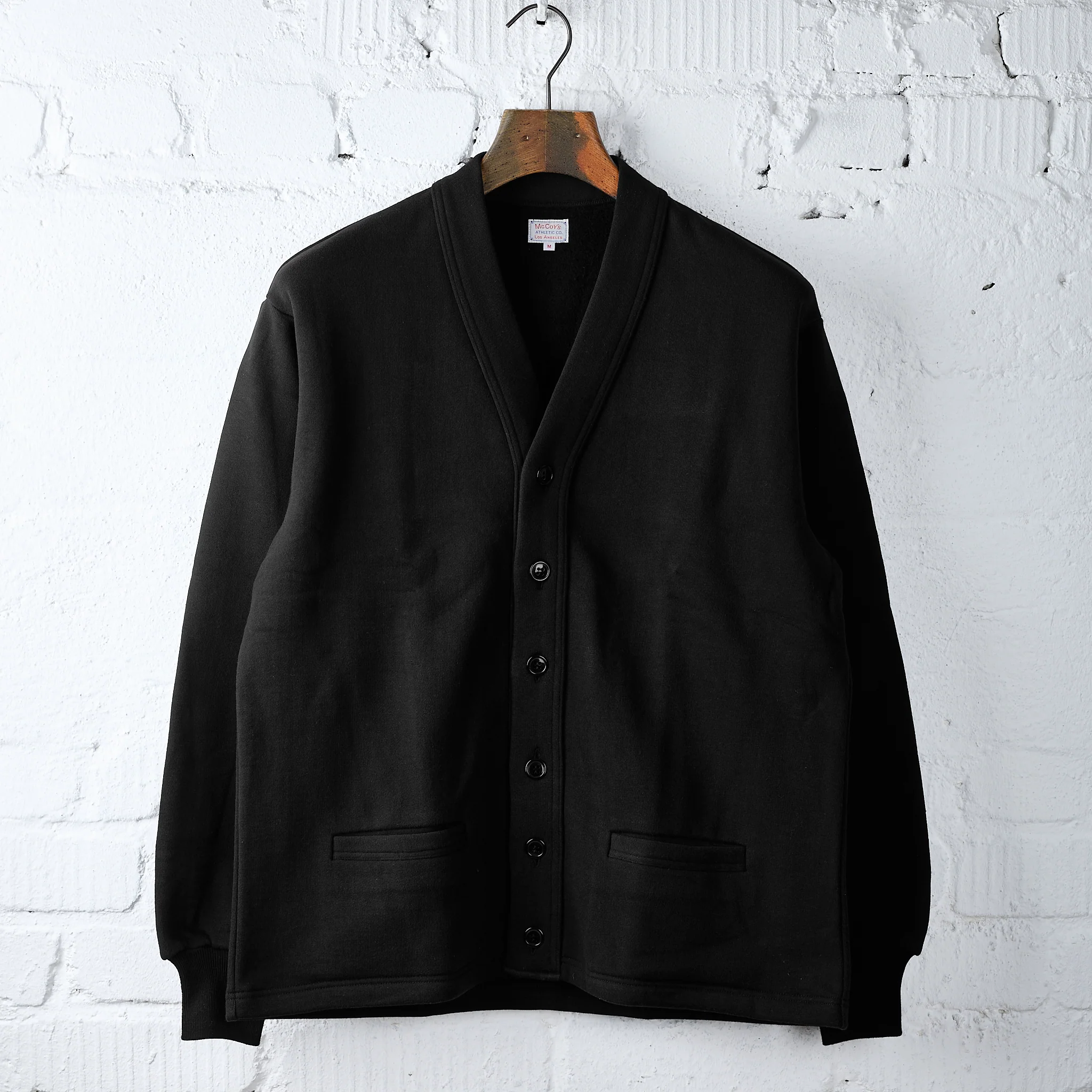 the real mccoy's | 10oz loopwheel sweatshirt cardigan - black