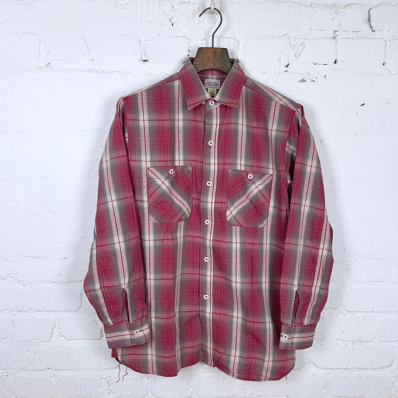 the real mccoy's | 8hu ombre check summer flannel shirt pink