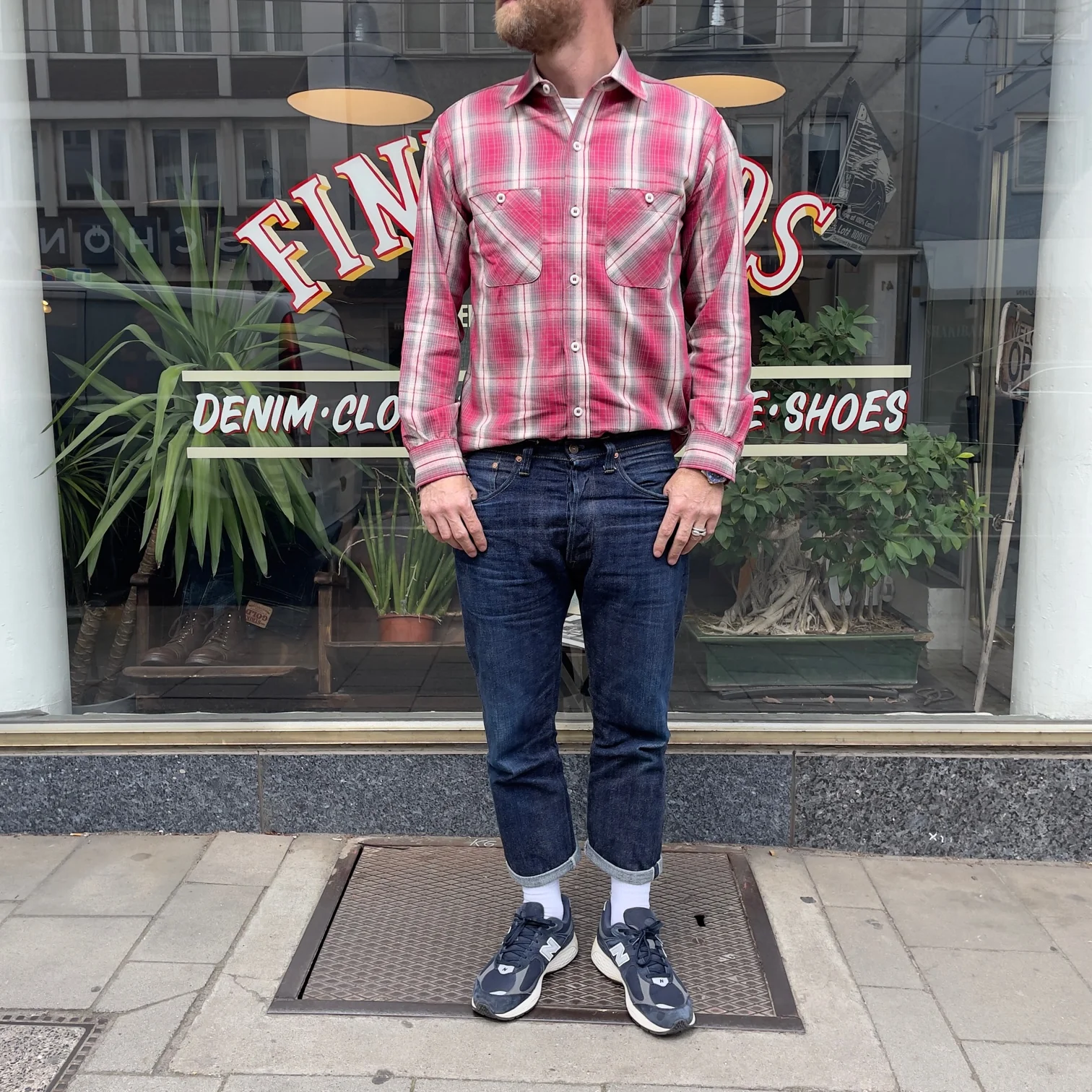 the real mccoy's | 8hu ombre check summer flannel shirt pink - Image 3