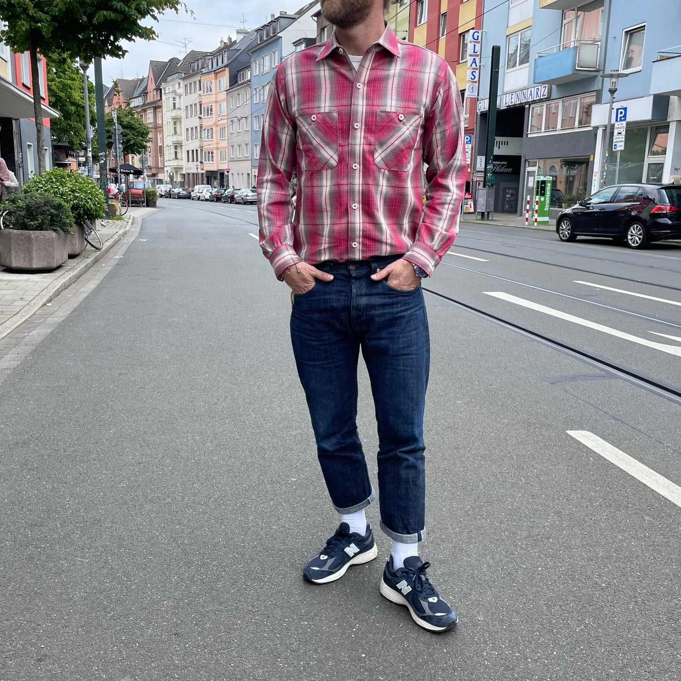 the real mccoy's | 8hu ombre check summer flannel shirt pink - Image 4