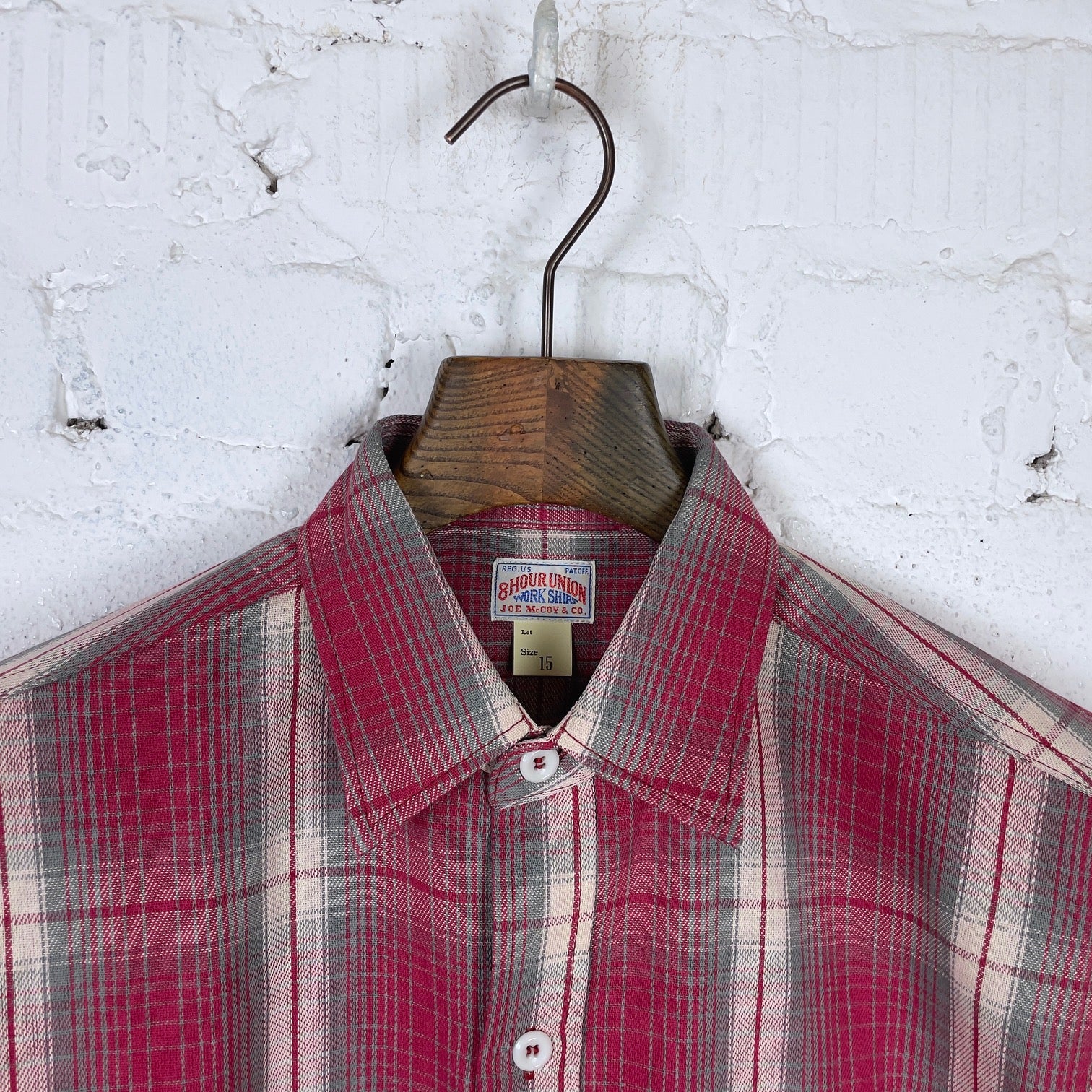 the real mccoy's | 8hu ombre check summer flannel shirt pink - Image 5