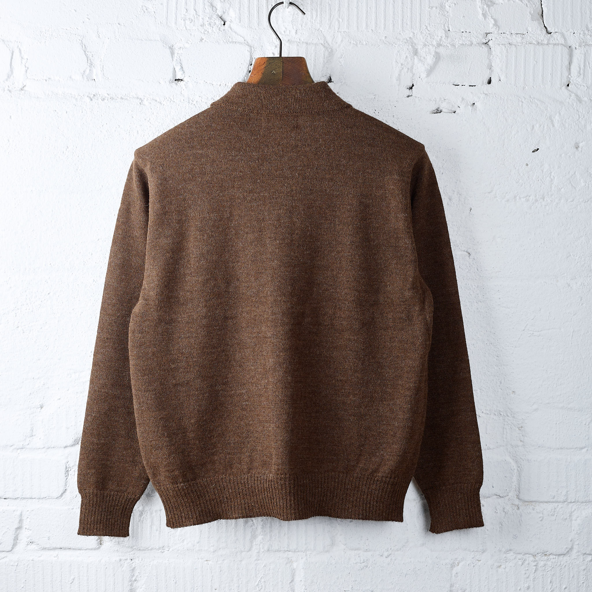 the real mccoy's | alpaca wool collar knit cardigan - brown - Image 3
