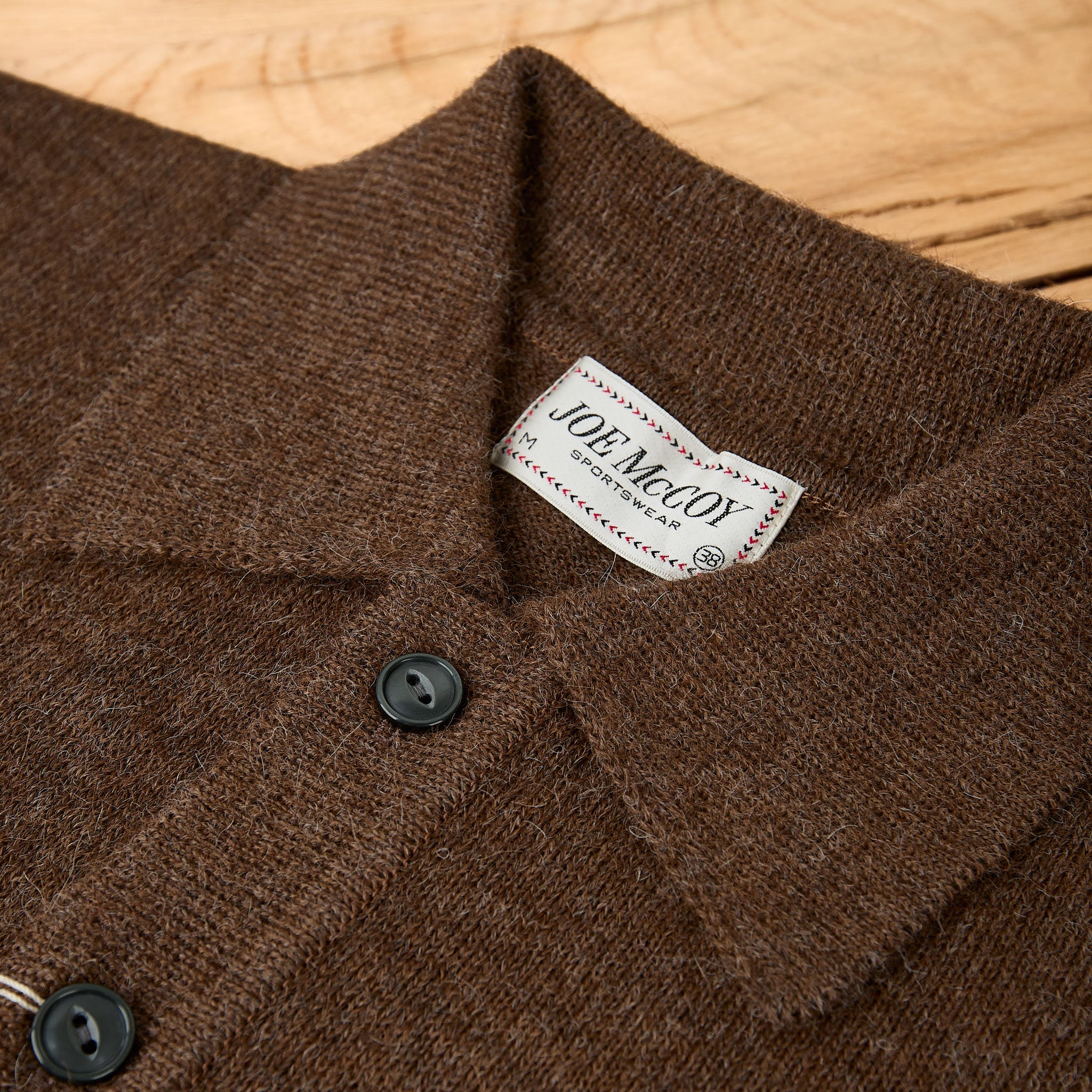 the real mccoy's | alpaca wool collar knit cardigan - brown - Image 4