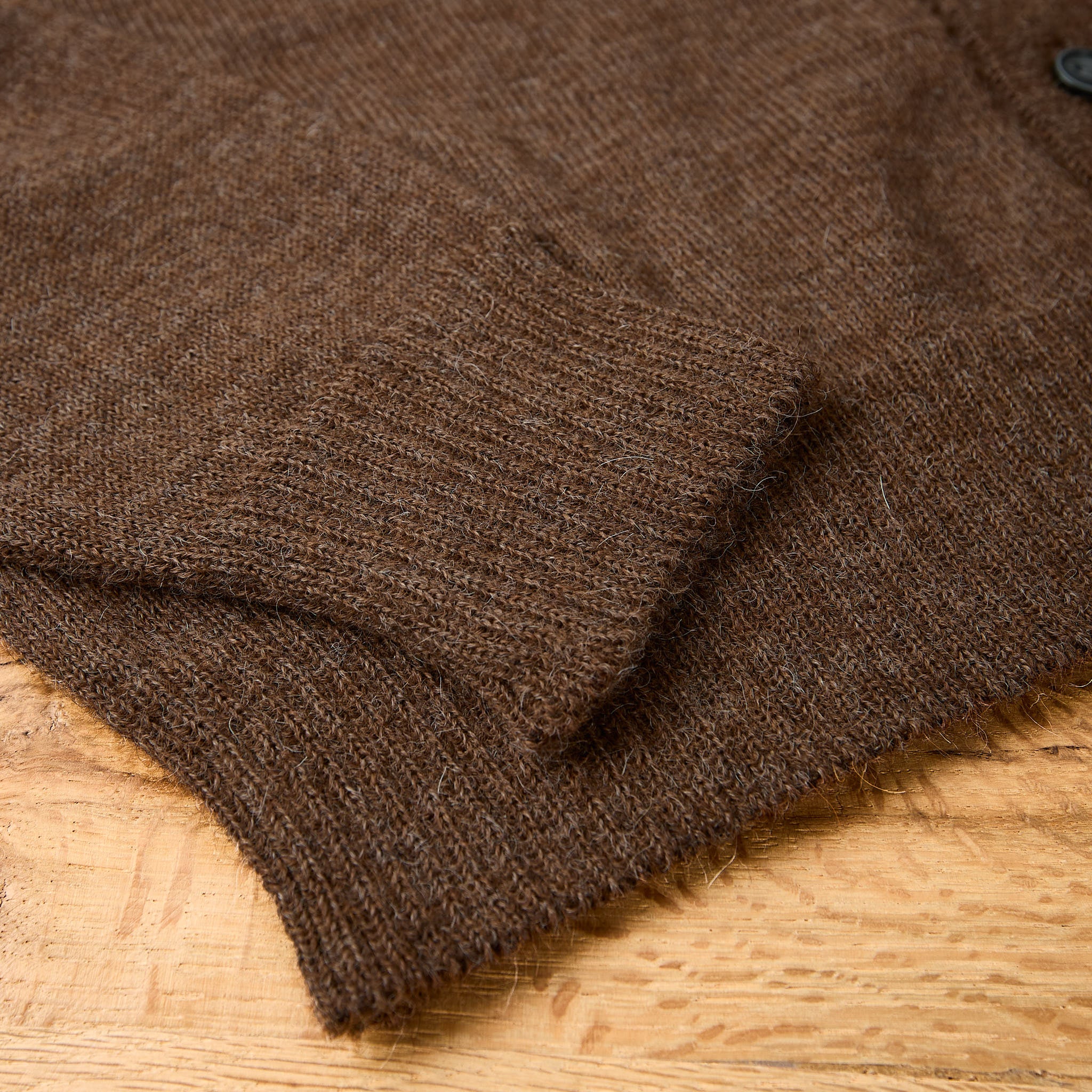 the real mccoy's | alpaca wool collar knit cardigan - brown - Image 5