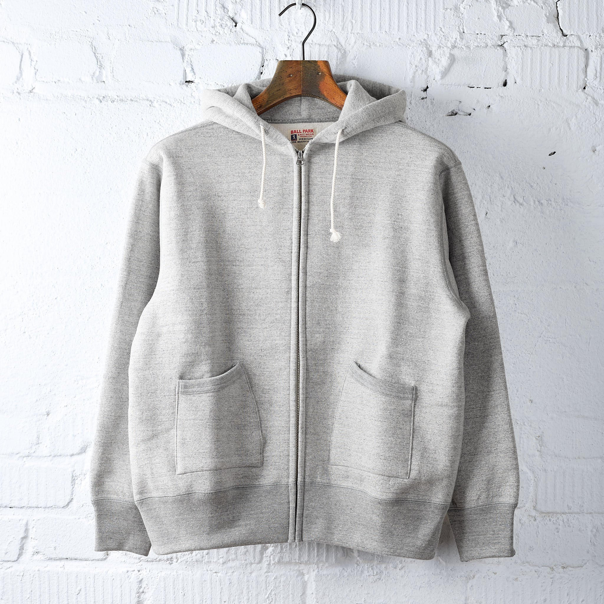 the real mccoy's | ball park f/z hooded sweatshirt m.gray