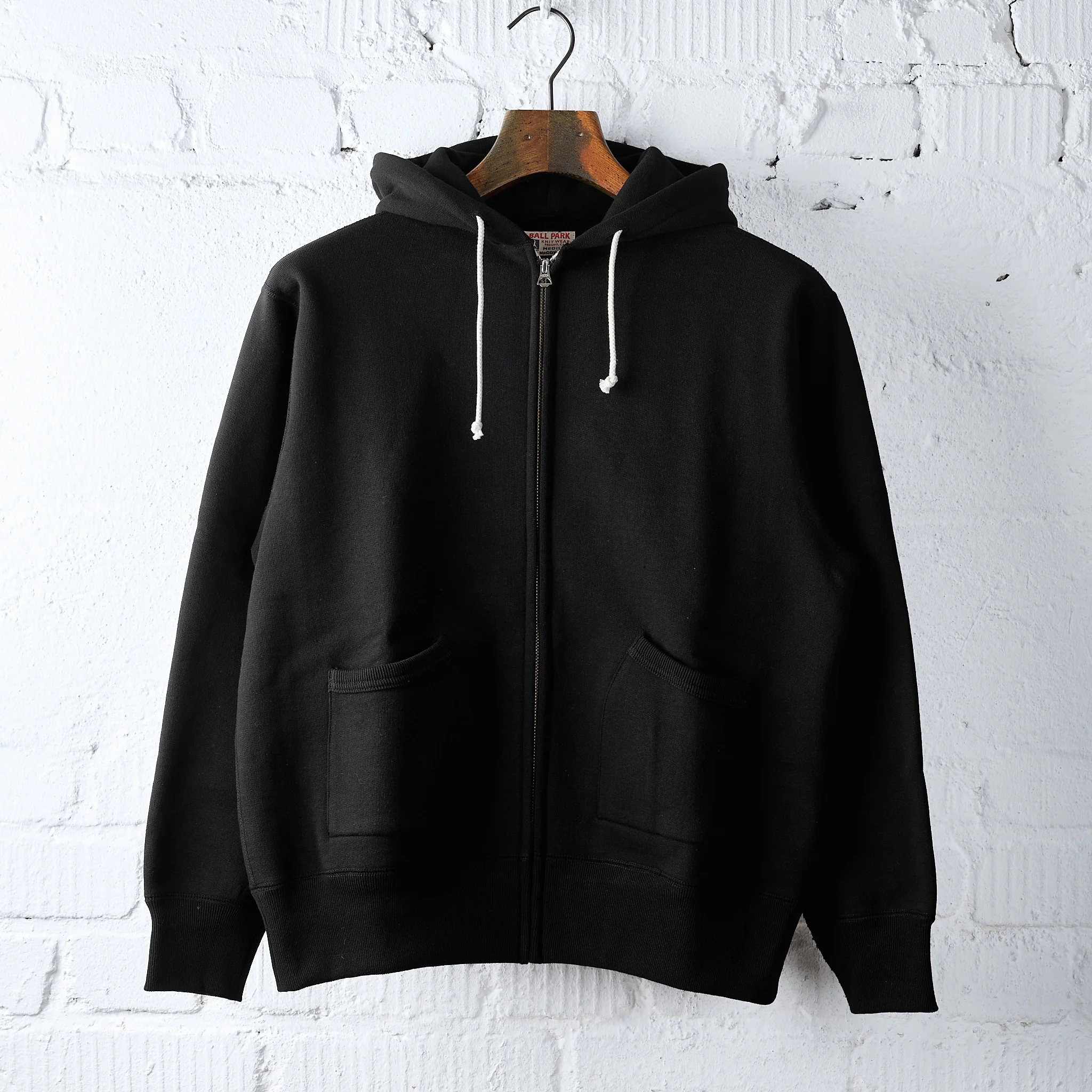 the real mccoy's | ball park f/z hooded sweatshirt black