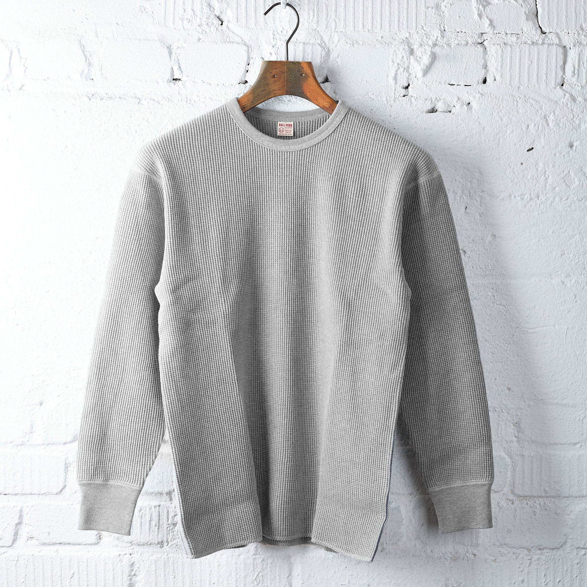 the real mccoy's | ball park waffle thermal shirt - m.gray