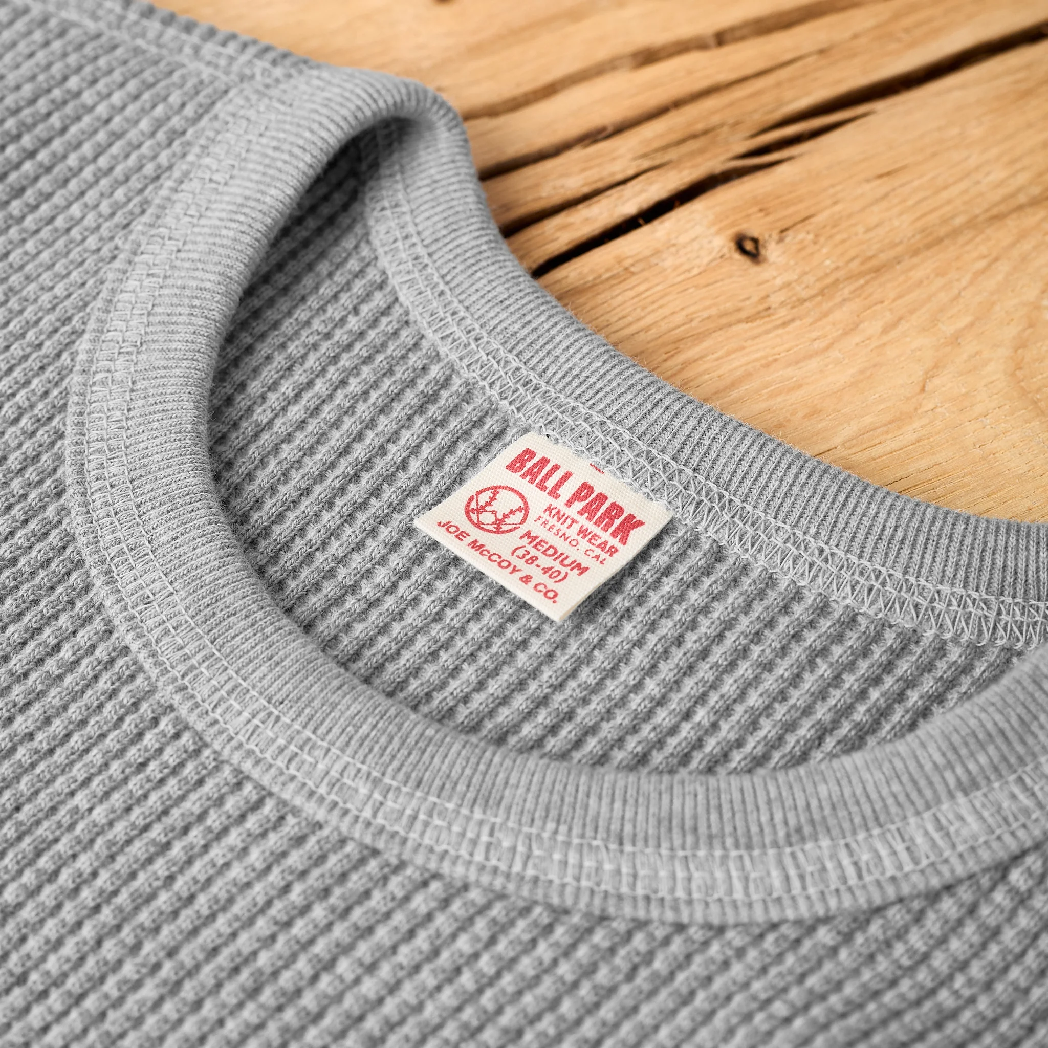 the real mccoy's | ball park waffle thermal shirt - m.gray - Image 3
