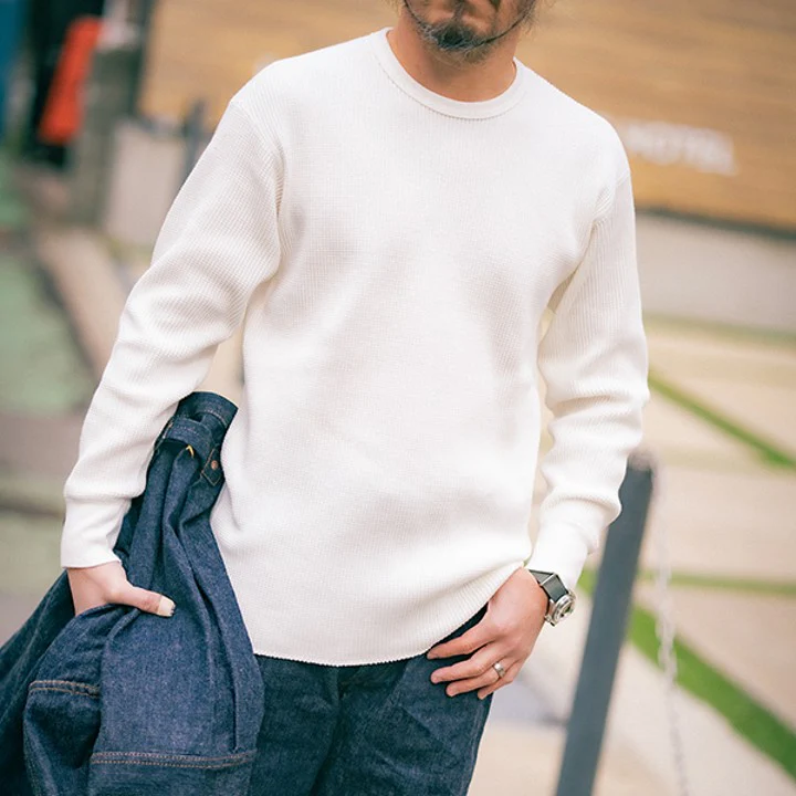 the real mccoy's | ball park waffle thermal shirt - white - Image 2