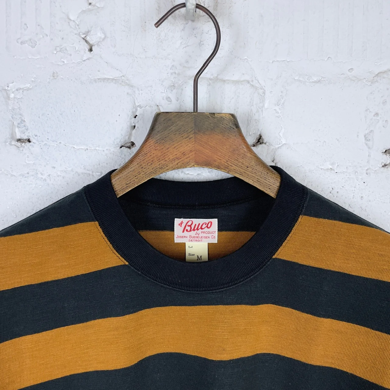 the real mccoy's | buco stripe tee l-s black x mustard - Image 2