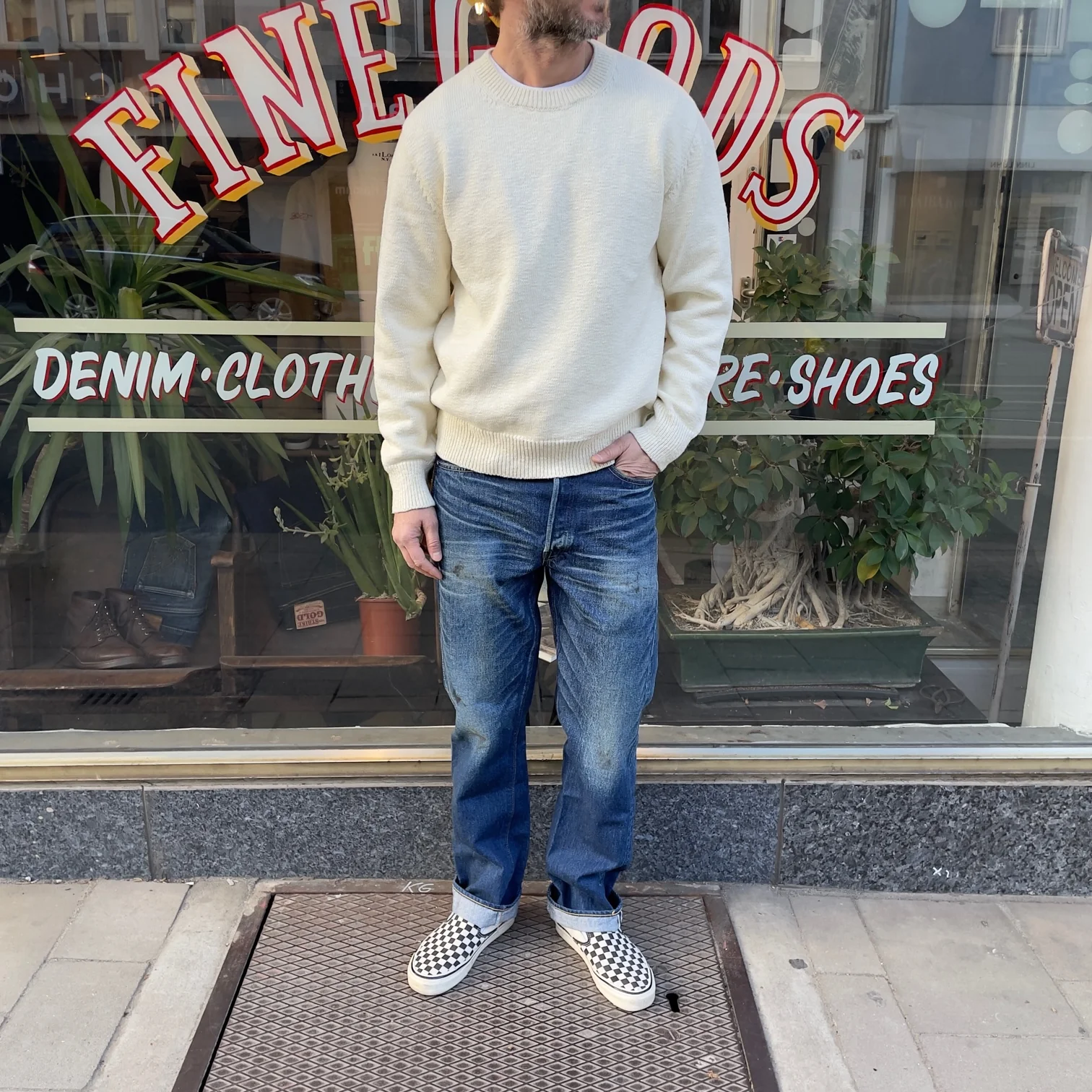 the real mccoy's | cotton crewneck sweater - ecru - Image 2