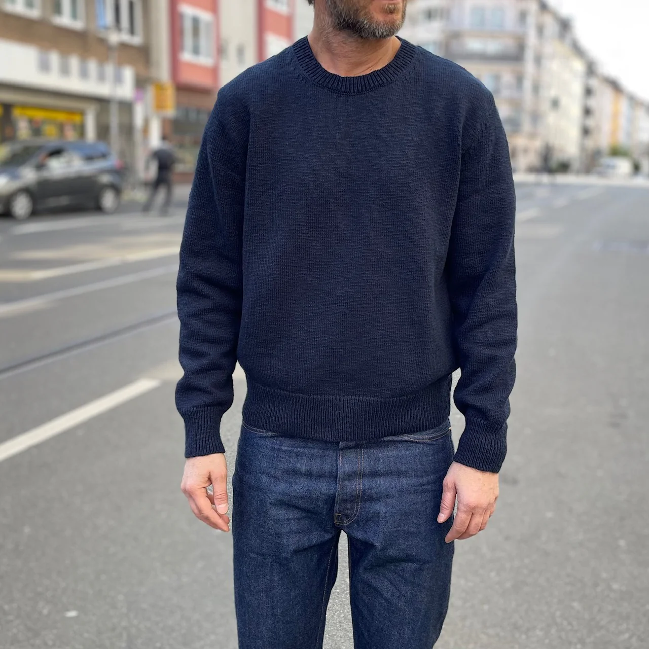 the real mccoy's | cotton crewneck sweater - ink blue - Image 2