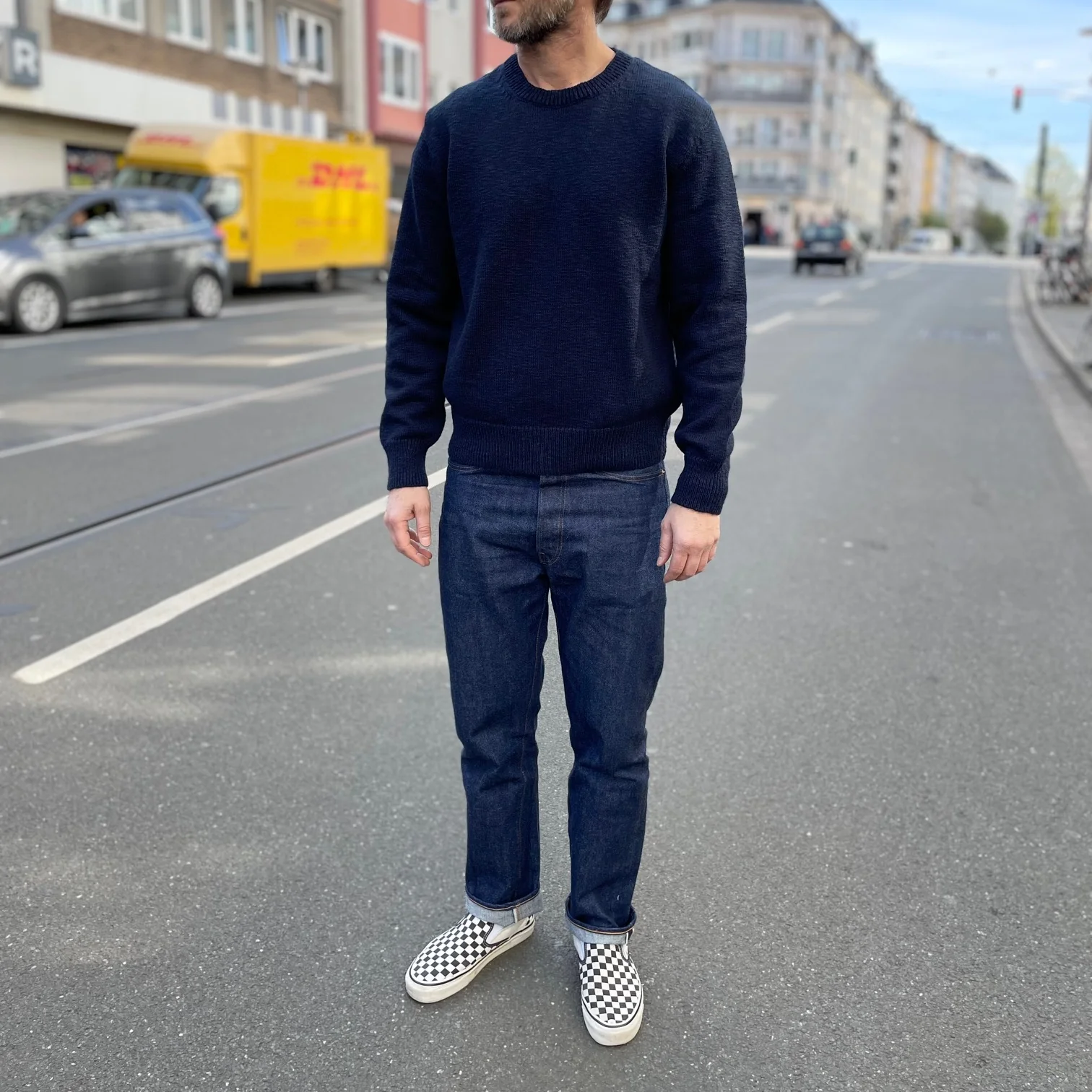 the real mccoy's | cotton crewneck sweater - ink blue - Image 3