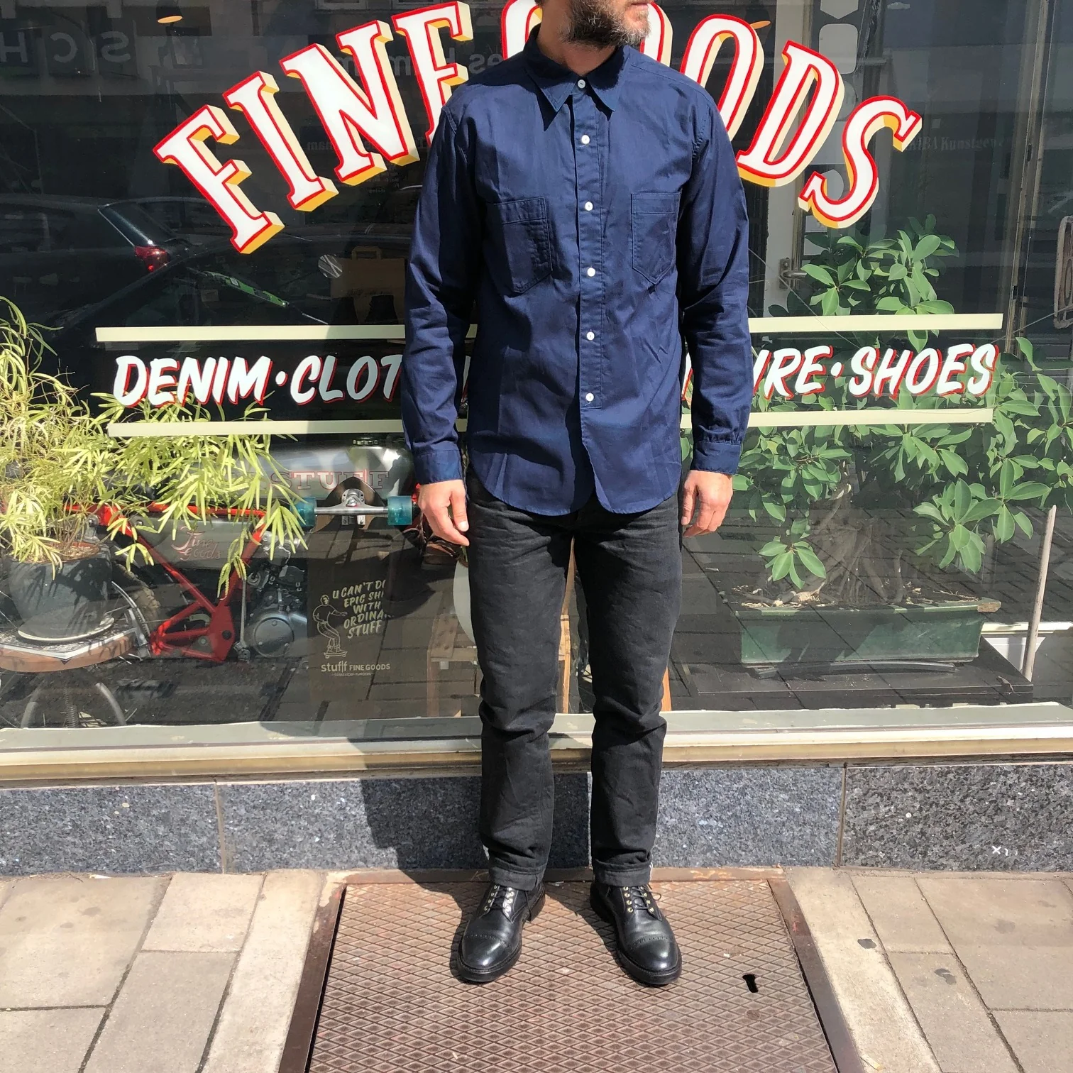 the real mccoy's | double diamond indigo dye work shirt - Image 3