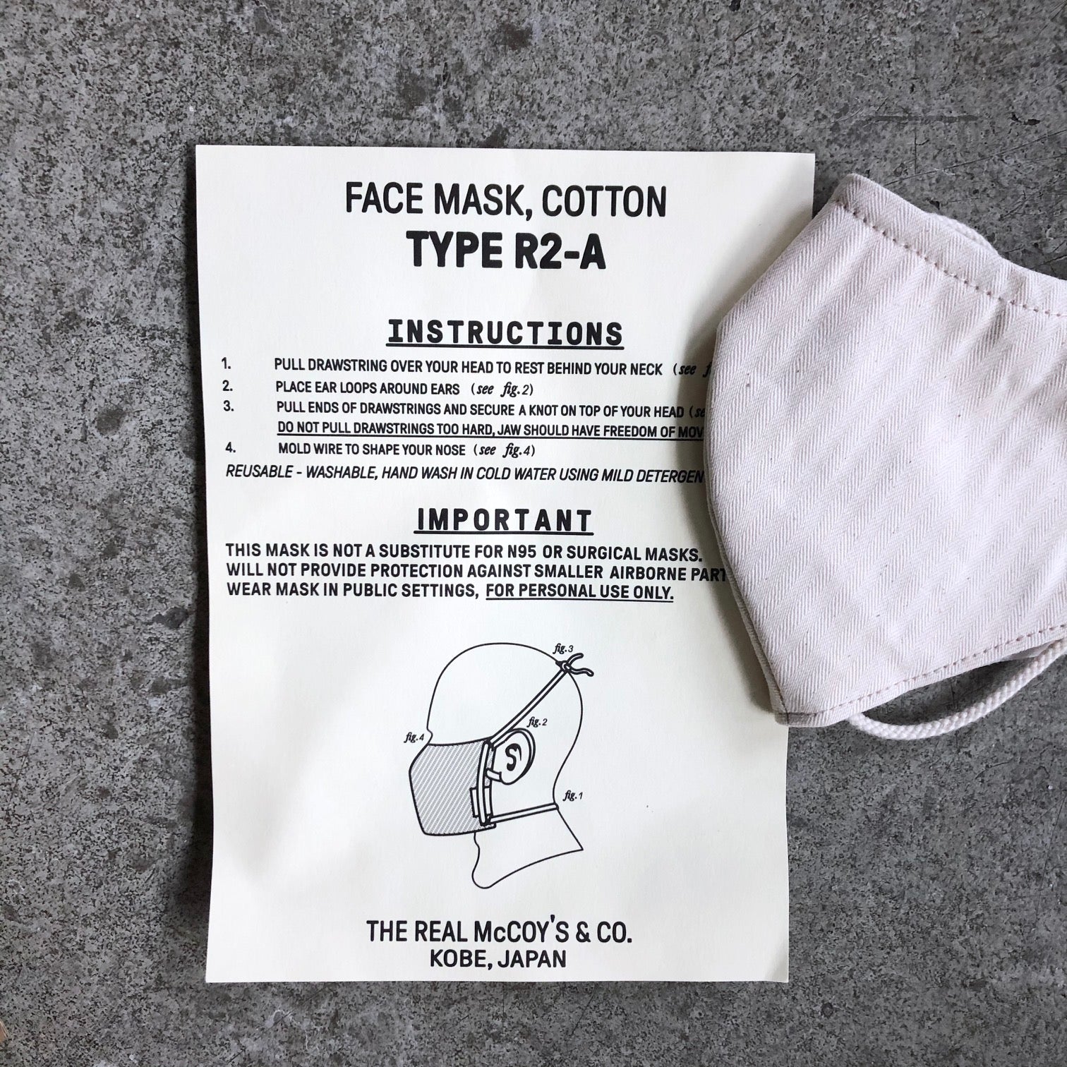 the real mccoy's | face mask cotton type r2-a ecru - Image 3