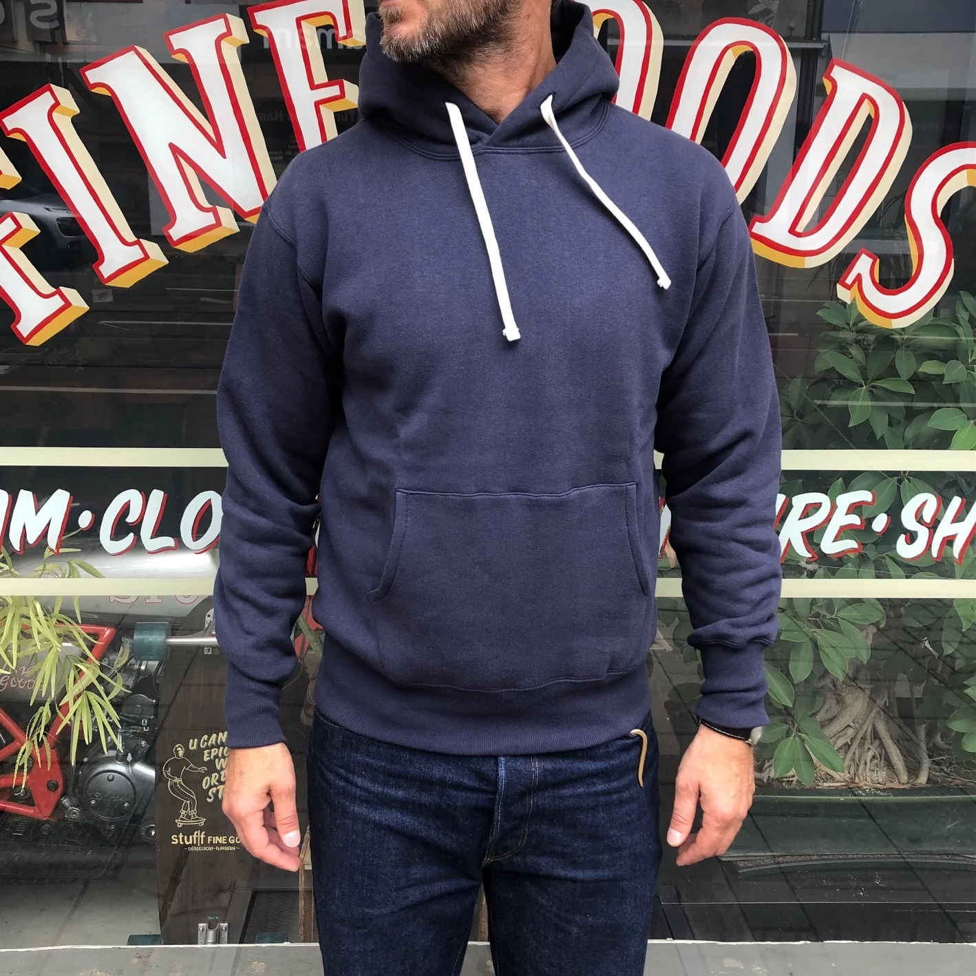 the real mccoy's | joe mccoy 10oz loopwheel parka navy - Image 3